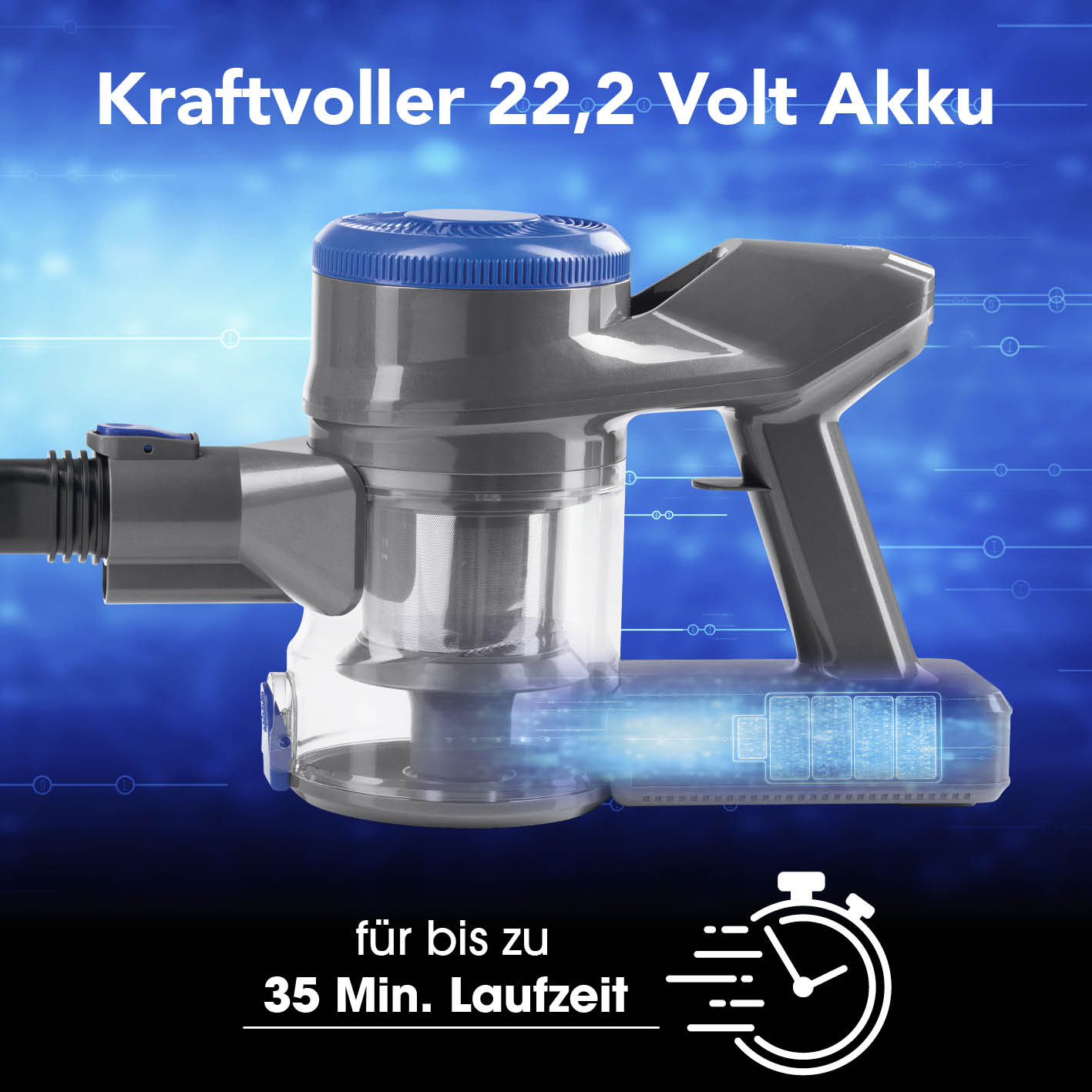 Akku-Hand- & Bodenstaubsauger - anthrazit/blau