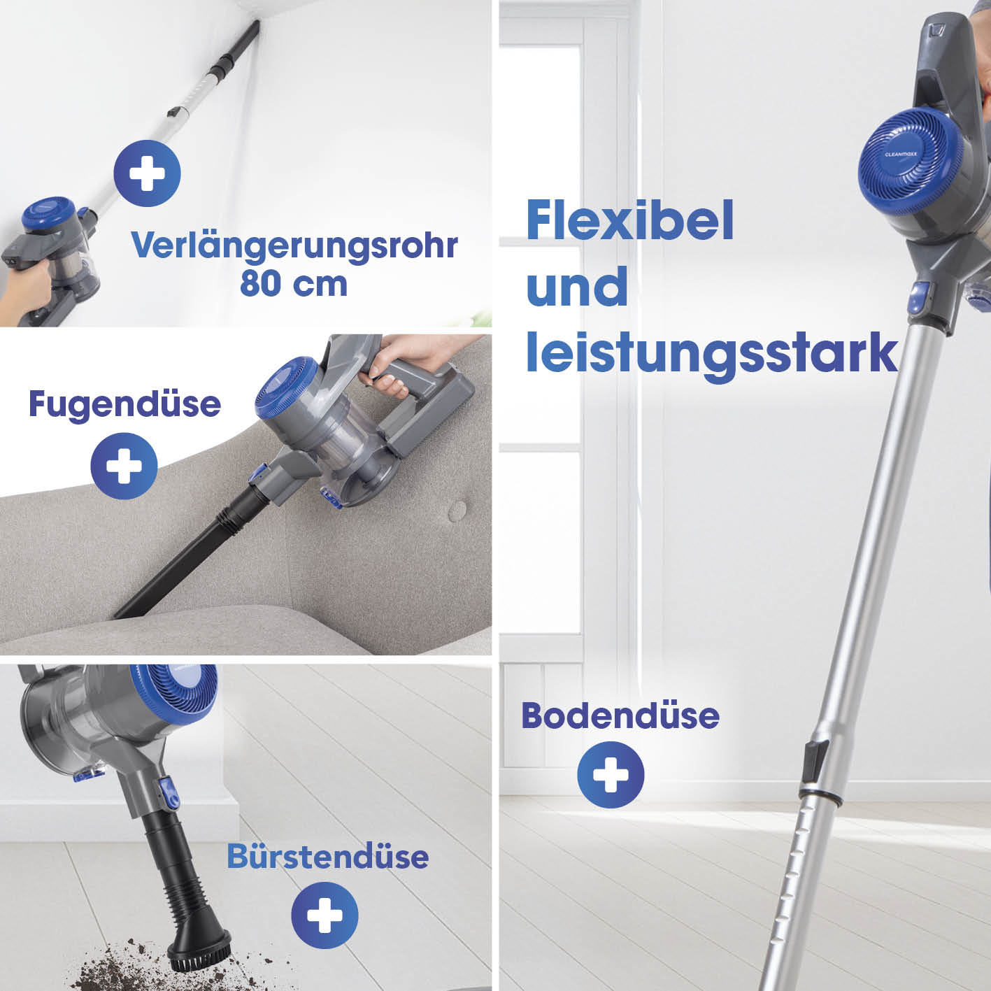 Akku-Hand- & Bodenstaubsauger - anthrazit/blau