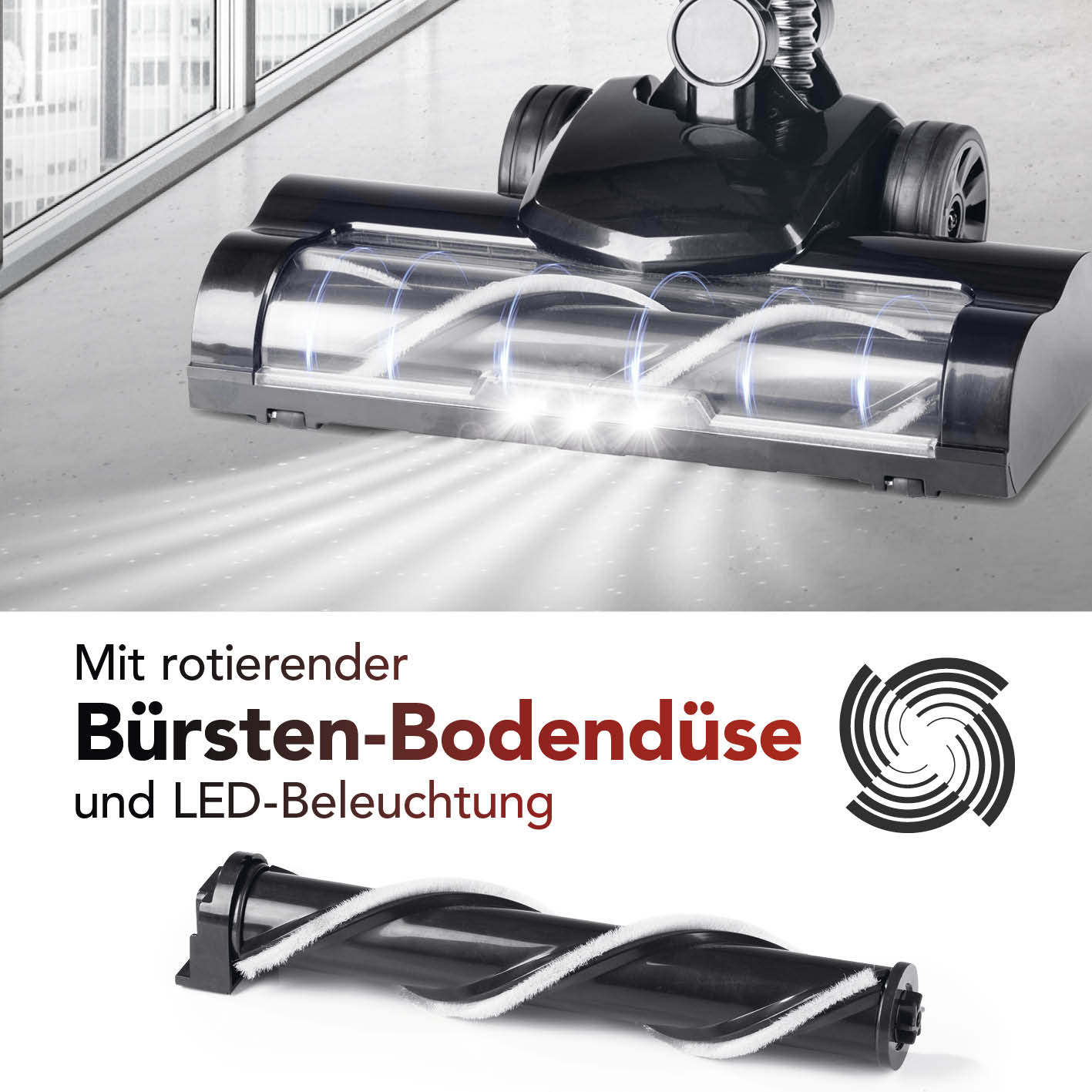Akku-Zyklon-Staubsauger mit elektr. Bodendüse