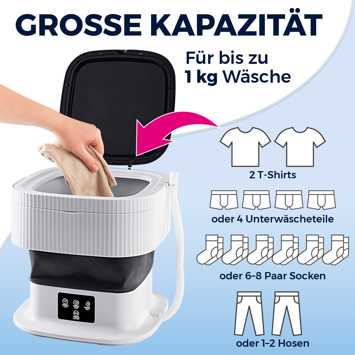 Faltbare Mini-Waschmaschine