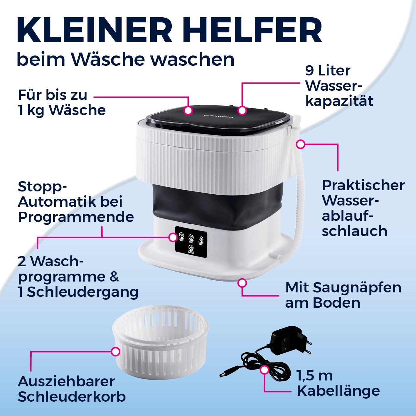 Faltbare Mini-Waschmaschine