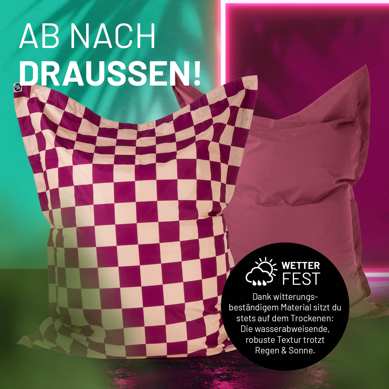XXL-Sitzsack Karo - Weinrot/Pfirsich