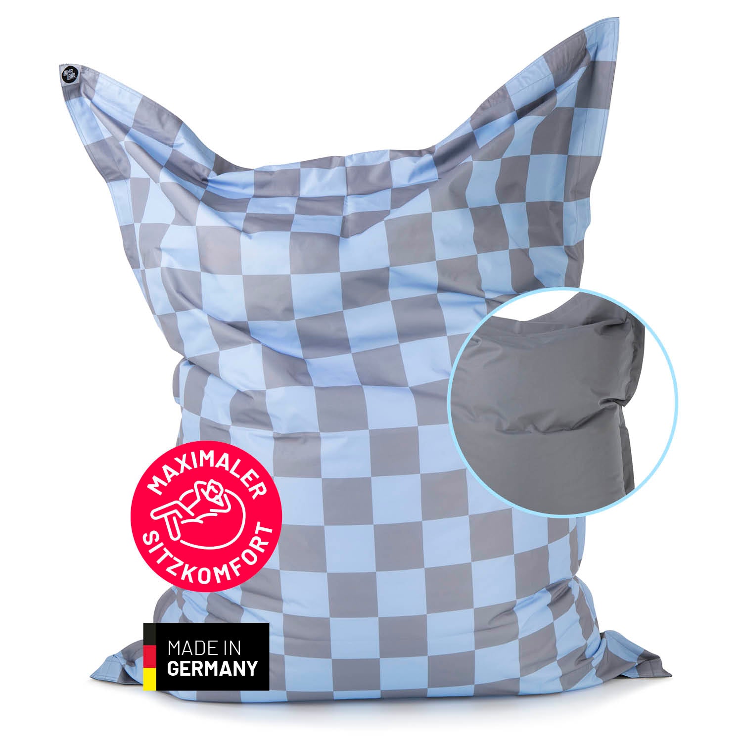 XXL-Sitzsack Karo - Blau/Grau