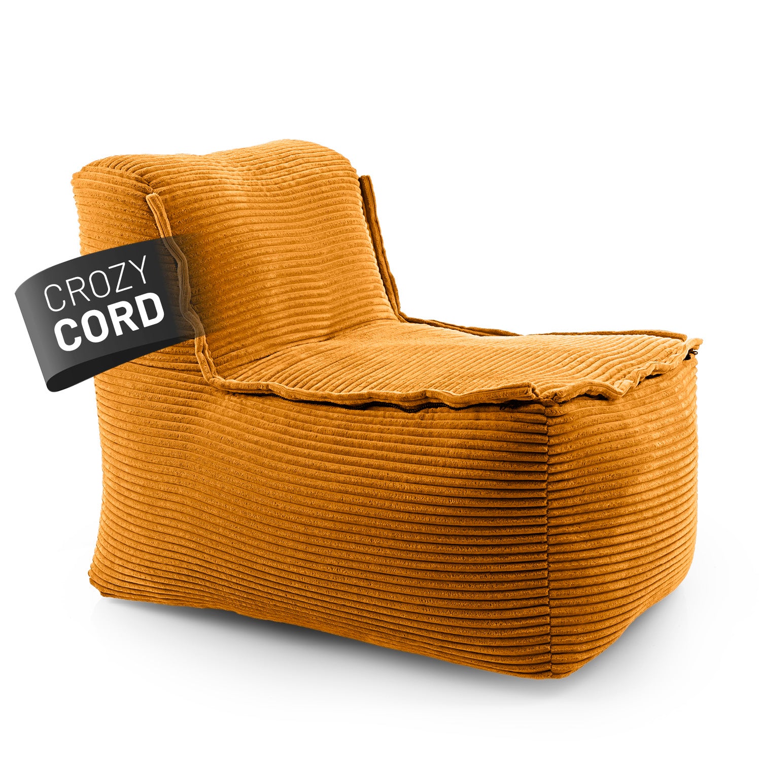Modulare Mitte aus der LUMALAND Cord-Reihe - 200 L Sitzsack in Senfgelb mit kuscheligem Cordstoff und ergonomischer Form, 81 x 54 x 70 cm.