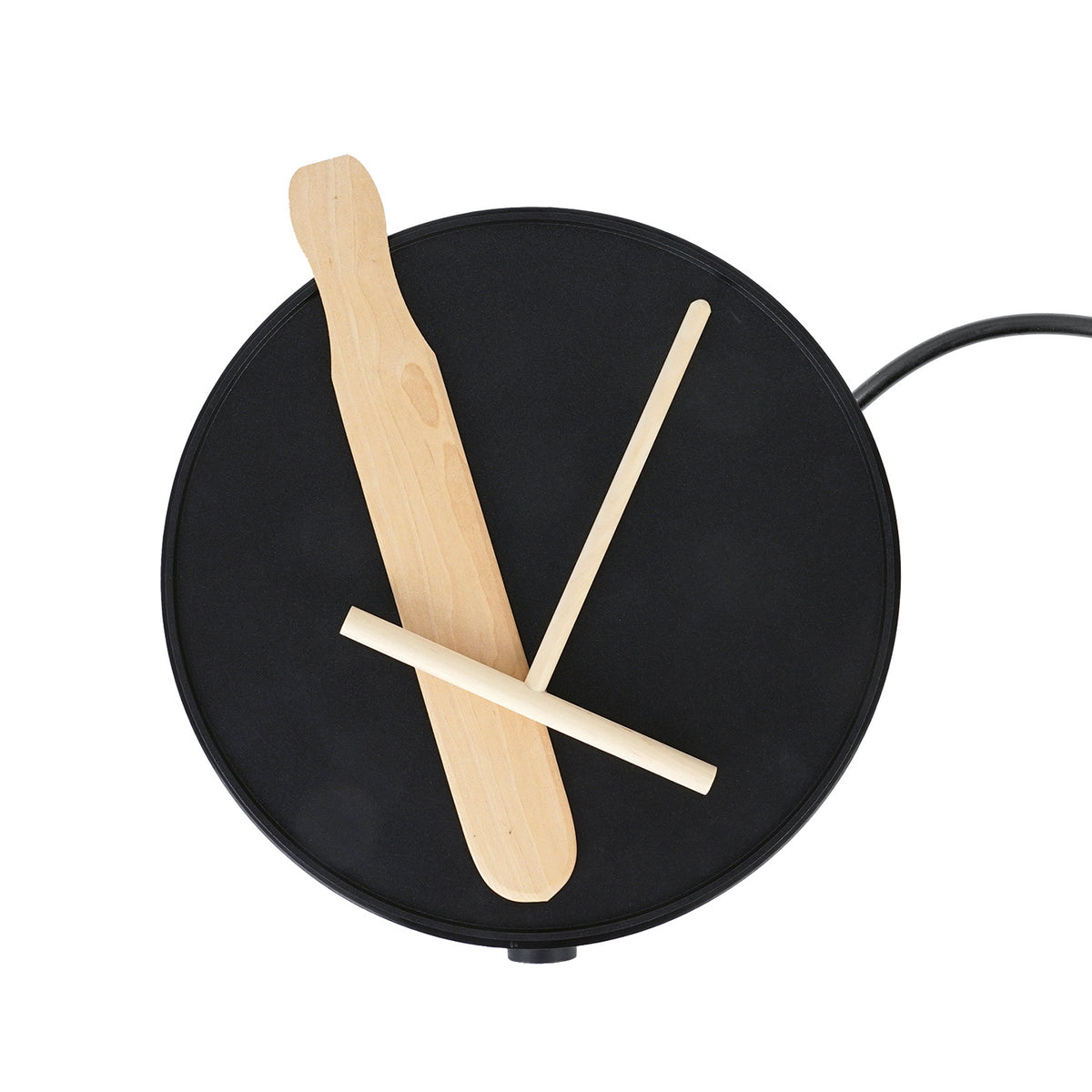 Crêpe Maker mit antihaftbeschichteter Platte mit Holzspatel und Teigverteiler