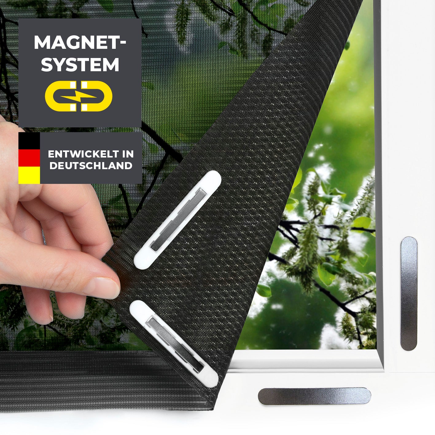 Insekten- & Pollenschutzgitter mit Magnetbefestigung - 110 x 130 cm - Schwarz