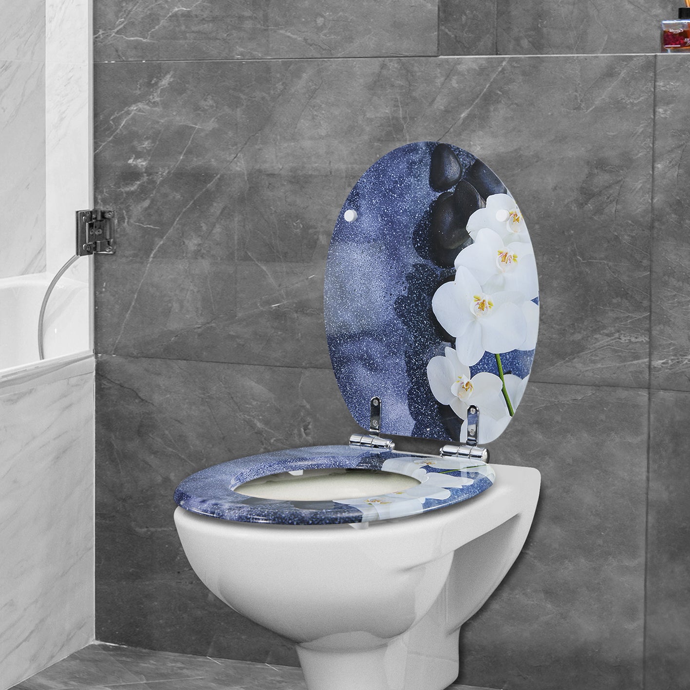 Toilettendeckel - oval - Absenkautomatik - Dunkelgrau