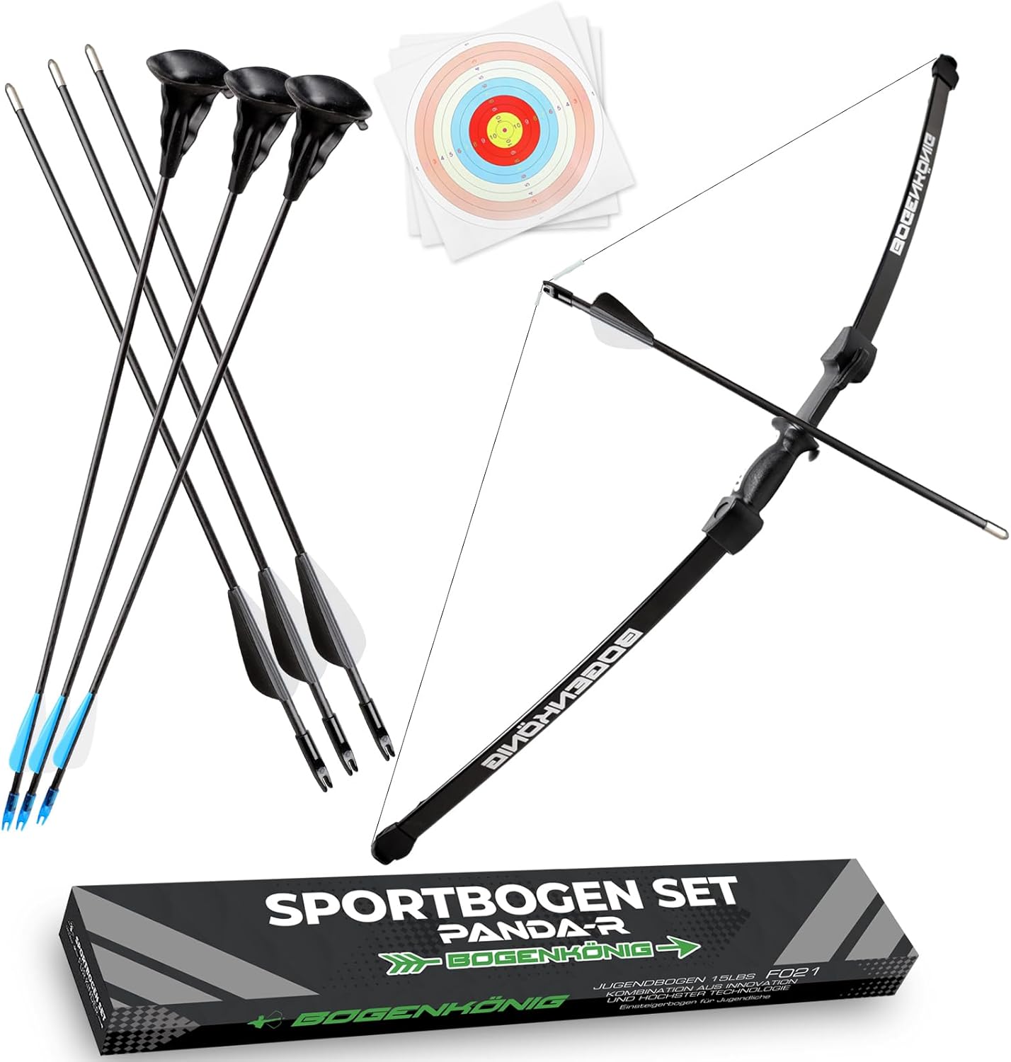 Sportbogen-Einsteigerset mit 6 Pfeilen - ideal für Kinder ab 7 J.