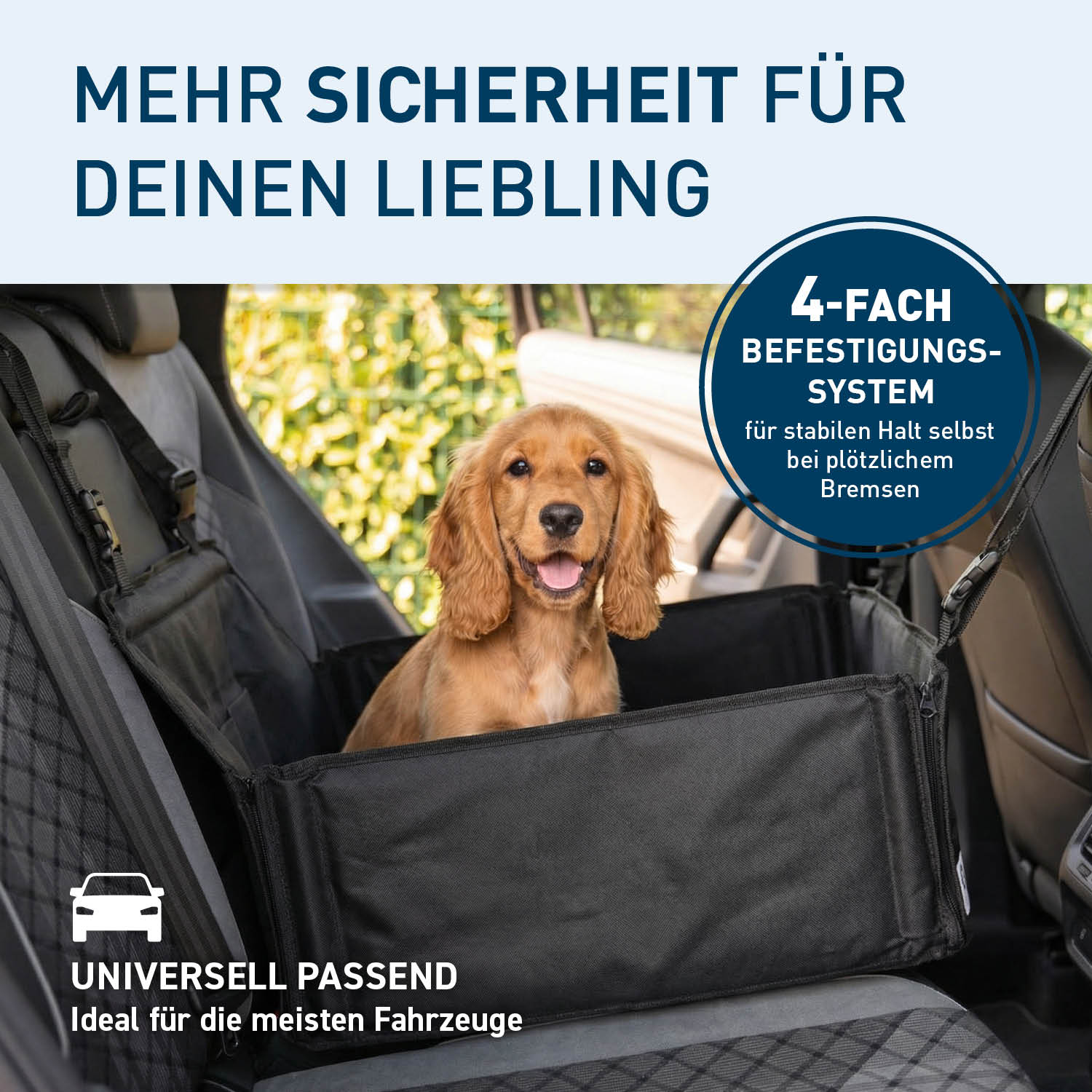 Hundeautositz – wasserfeste Hundebox – S