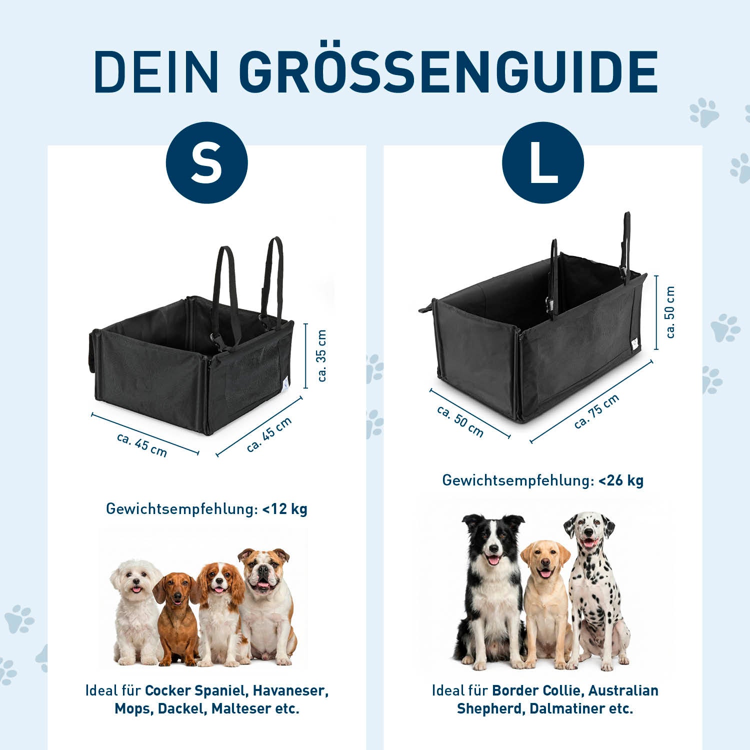 Hundeautositz – wasserfeste Hundebox – S
