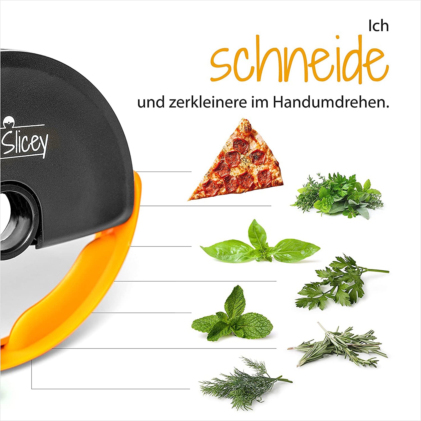 Pizzaschneider Mr. Slicey + Sicherheits-Gummilippe mit Kräuter- und Pizzaschneidefunktion, Galerieposition 7, quadratisch 1417x1417 px