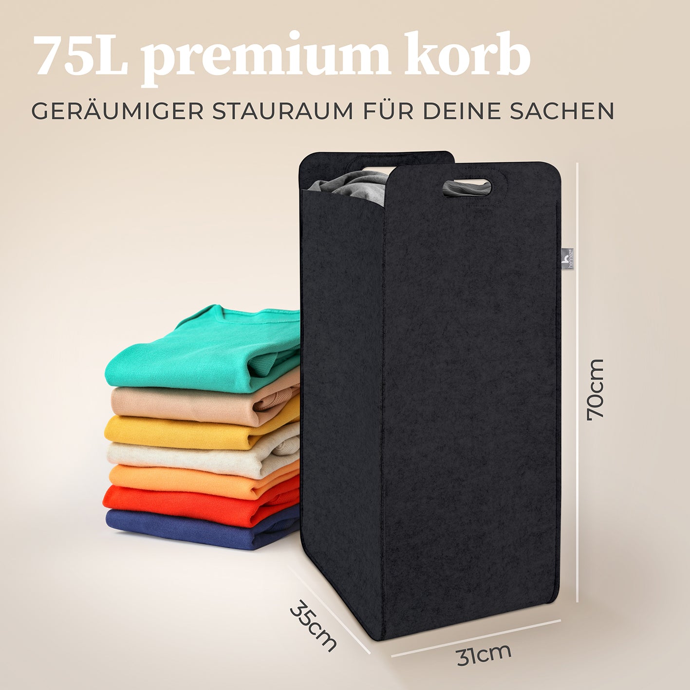 Filz-Aufbewahrungskorb "Katy" 80 l - Dunkelgrau
