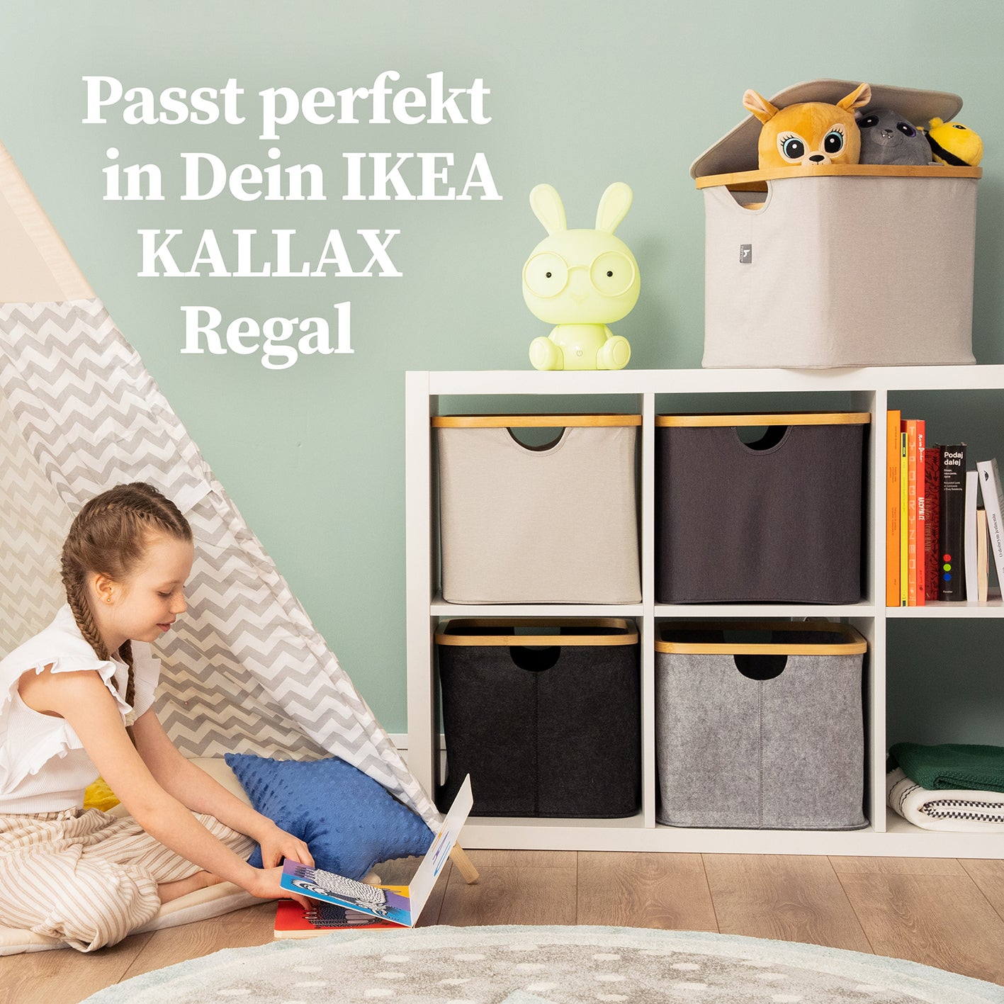 Aufbewahrungskorb "Adrian" 40 l mit Deckel - Beige