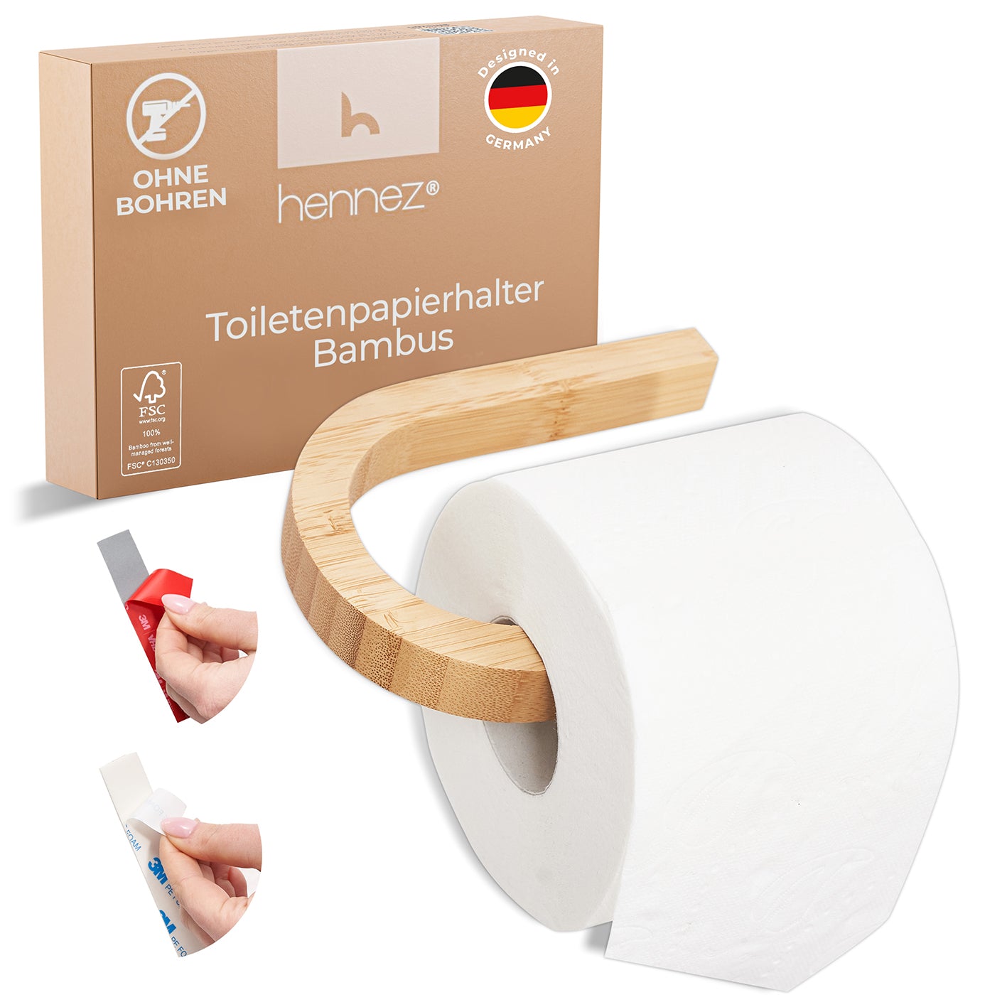 Toilettenpapierhalter ohne Bohren - Bambus
