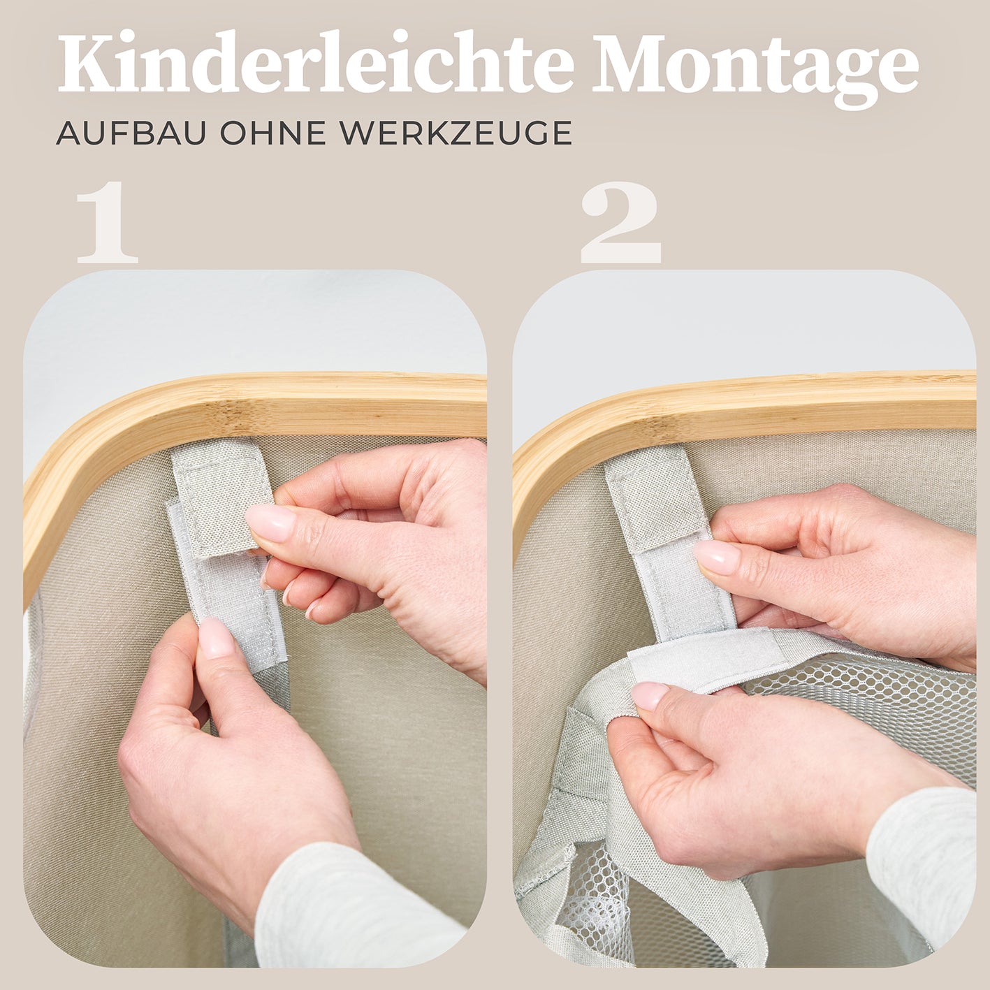 Aufbewahrungskorb "Adrian" 150 l mit Deckel & 3 Fächern - Beige