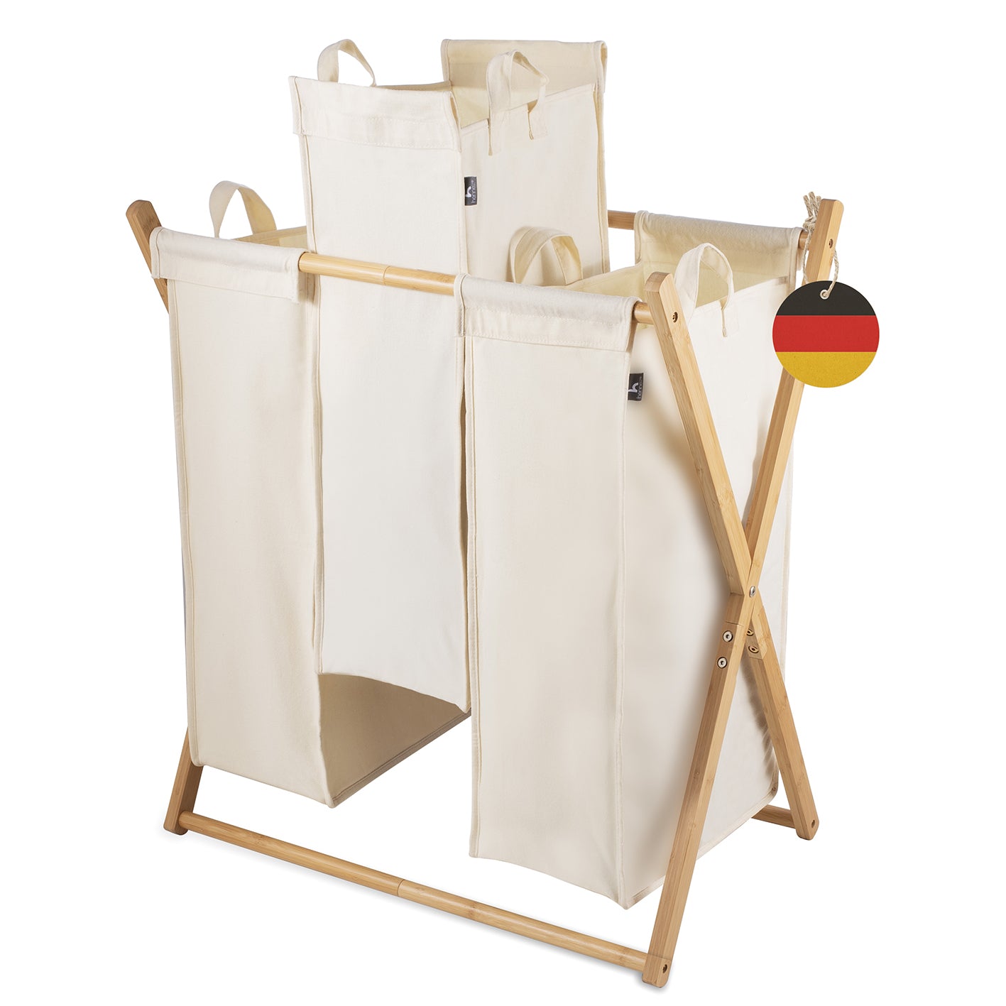 Wäschesammler "Xavier" 150 l - 3 Fächer - Beige