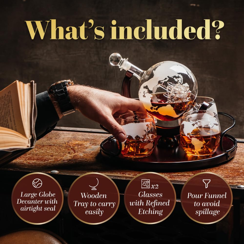 8-in-1-Whisky-Dekanter-Set – 2 Gläser