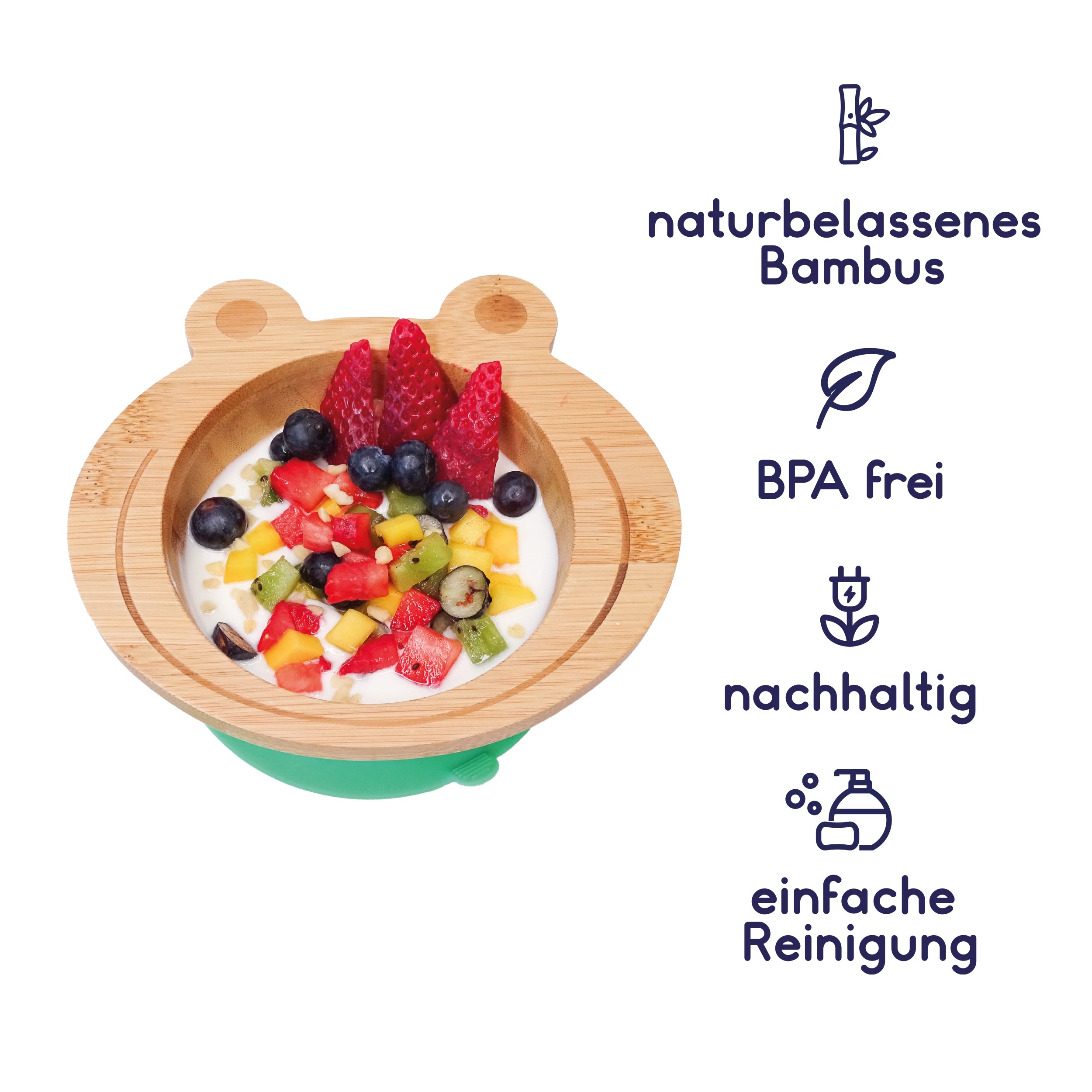 Bambus-Schüssel für Kinder inkl. Löffel - mit Froschmotiv