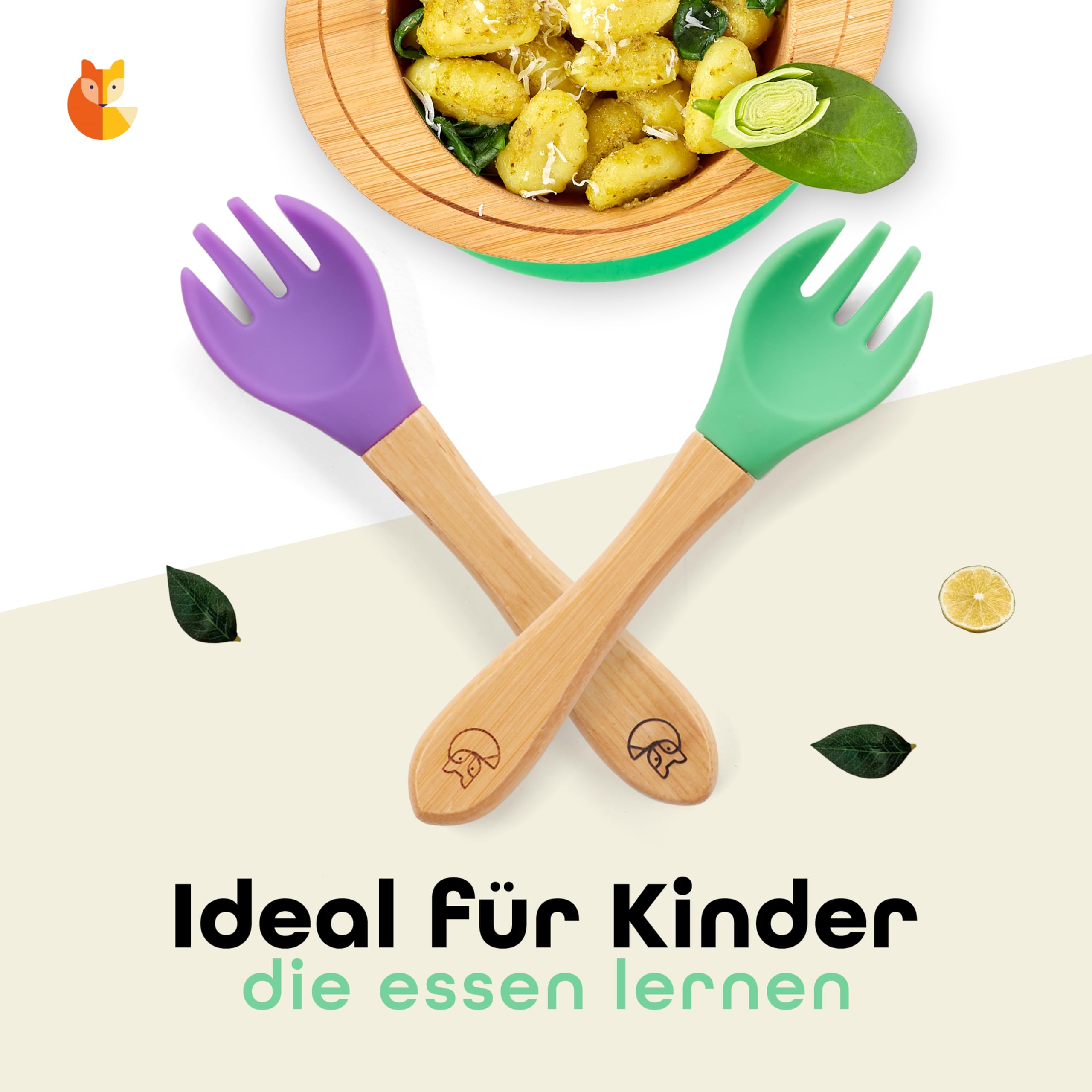 Kindergabelset - 2-tlg. - Grün & Lila