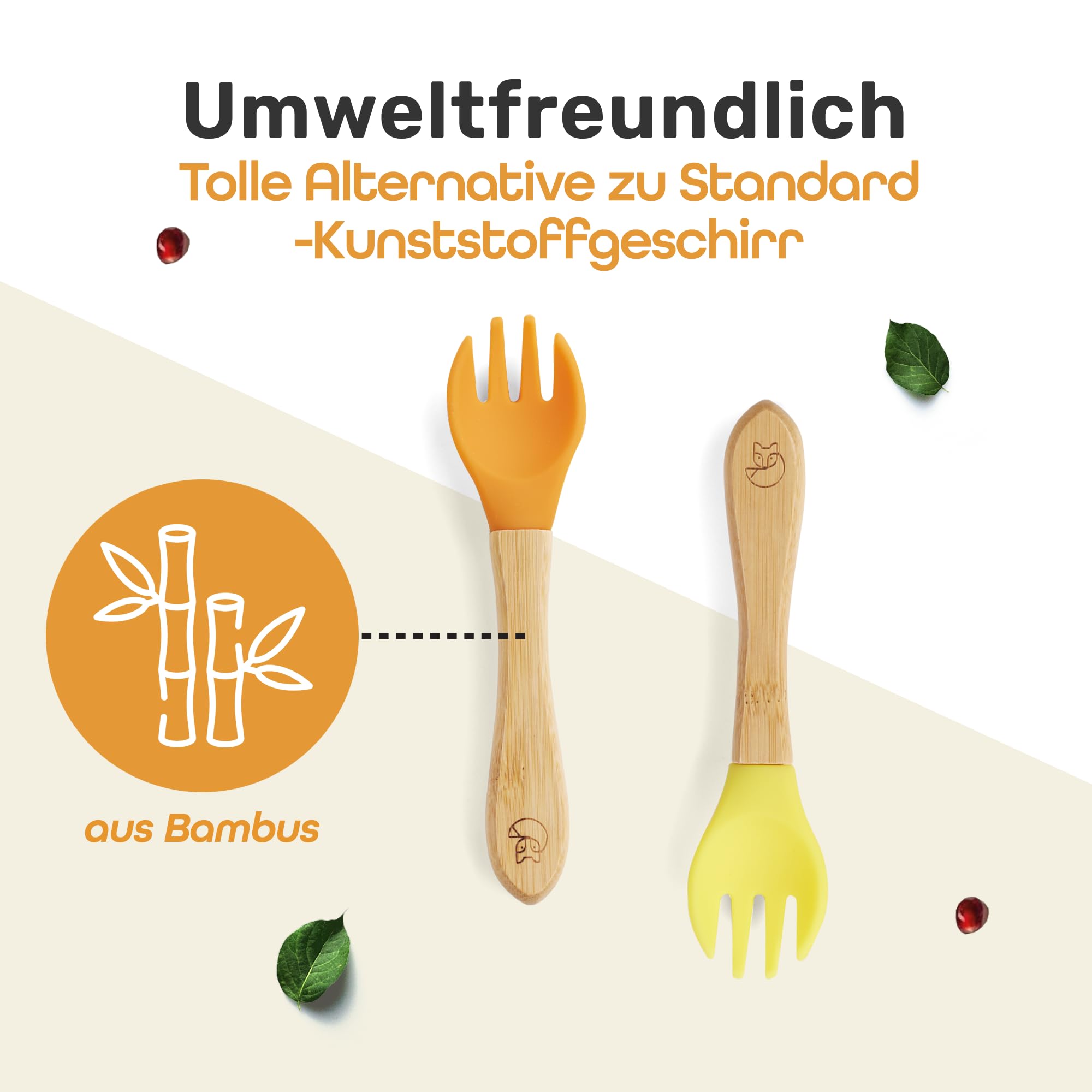 Kindergabelset - 2-tlg. - Orange & Gelb