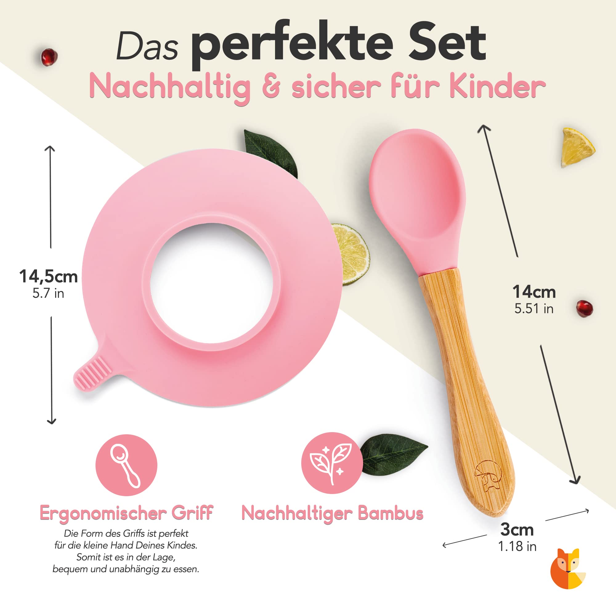 Löffel- und Saugnapfset für Kinder - Pink