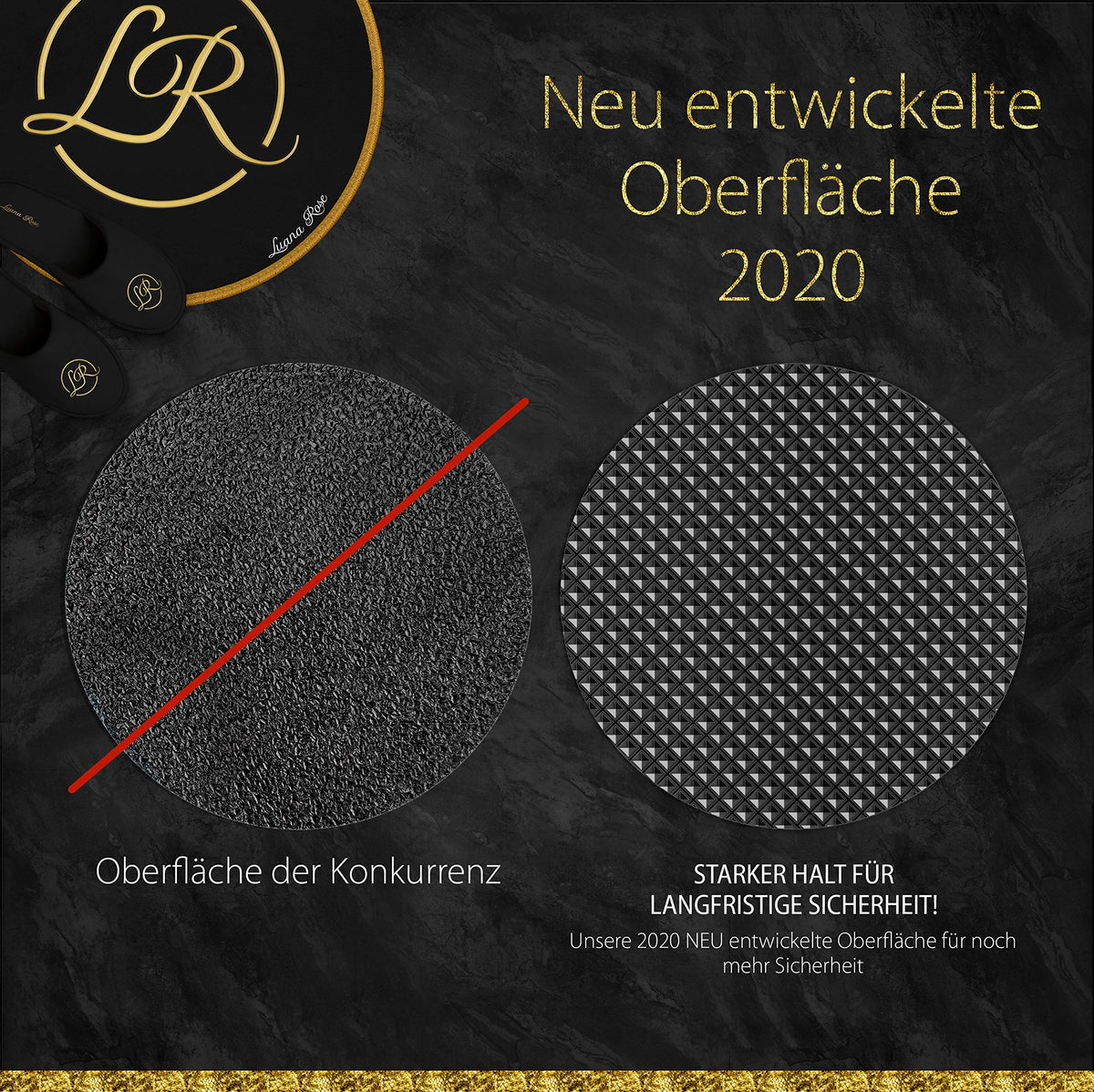 Antirutsch Pads - Ø 10 cm - 18 Stück mit neu entwickelter Oberfläche im Vergleich zur Konkurrenz