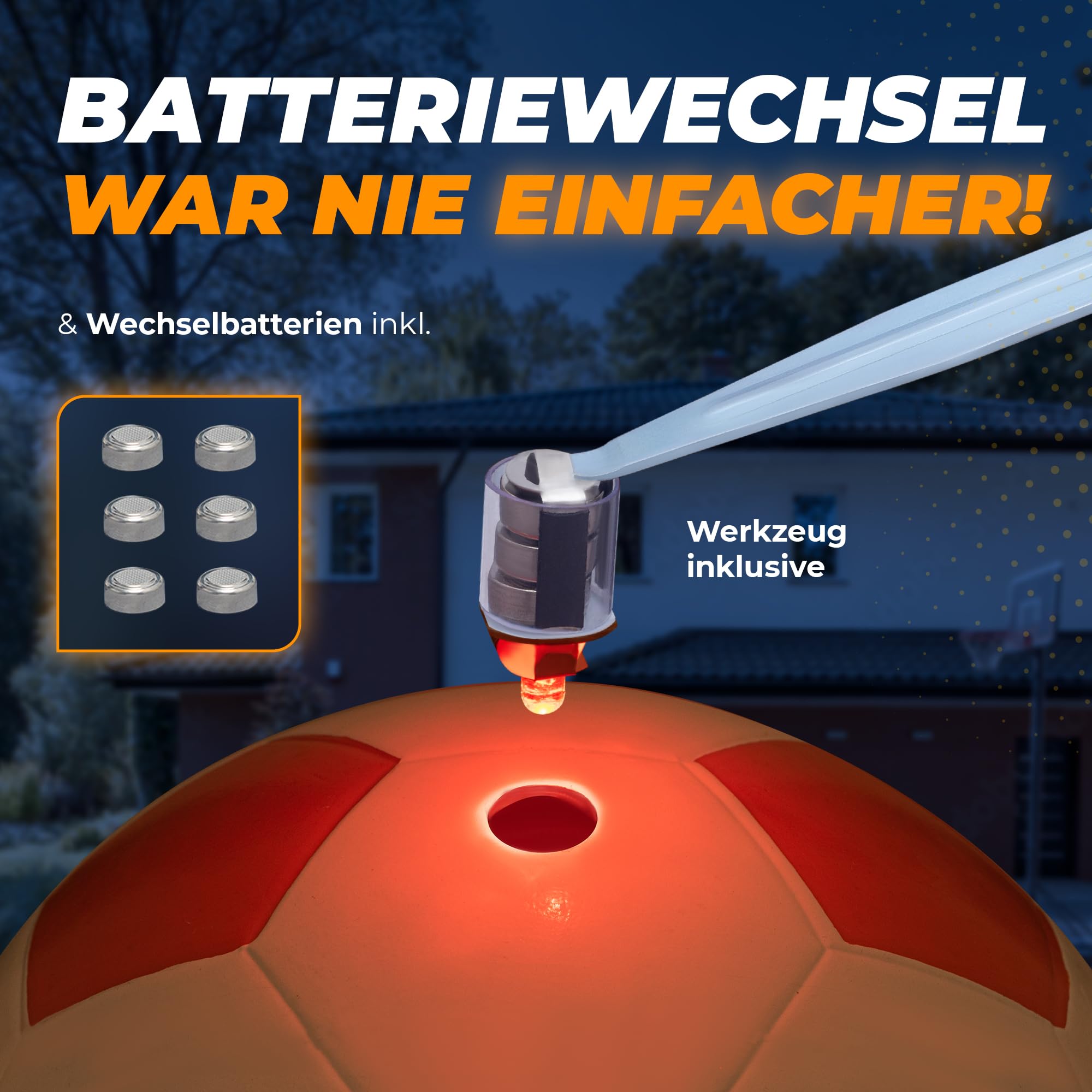 Leuchtfußball - Komplettset - Weiss-Orange