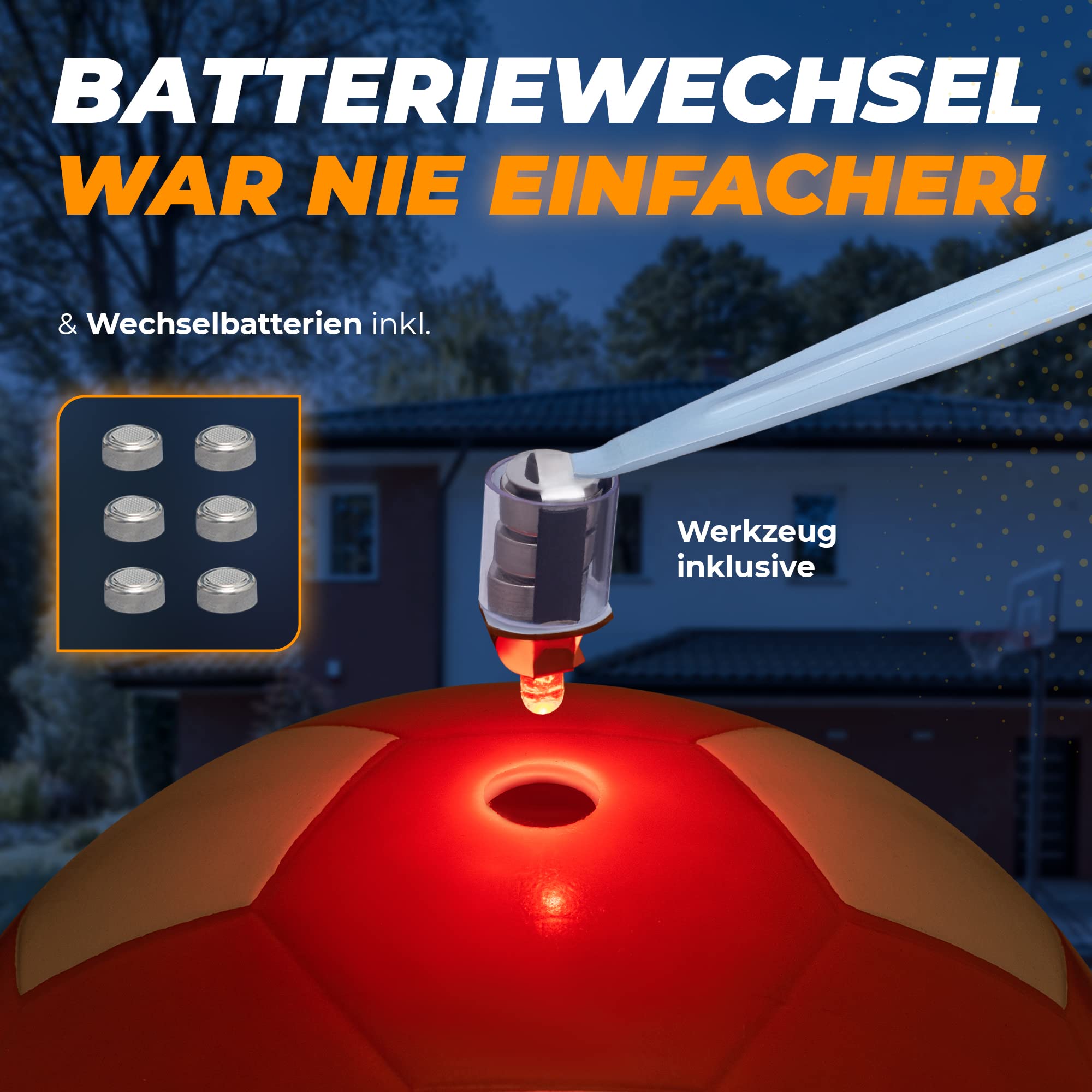 Leuchtfußball - Komplettset - Orange-Weiss