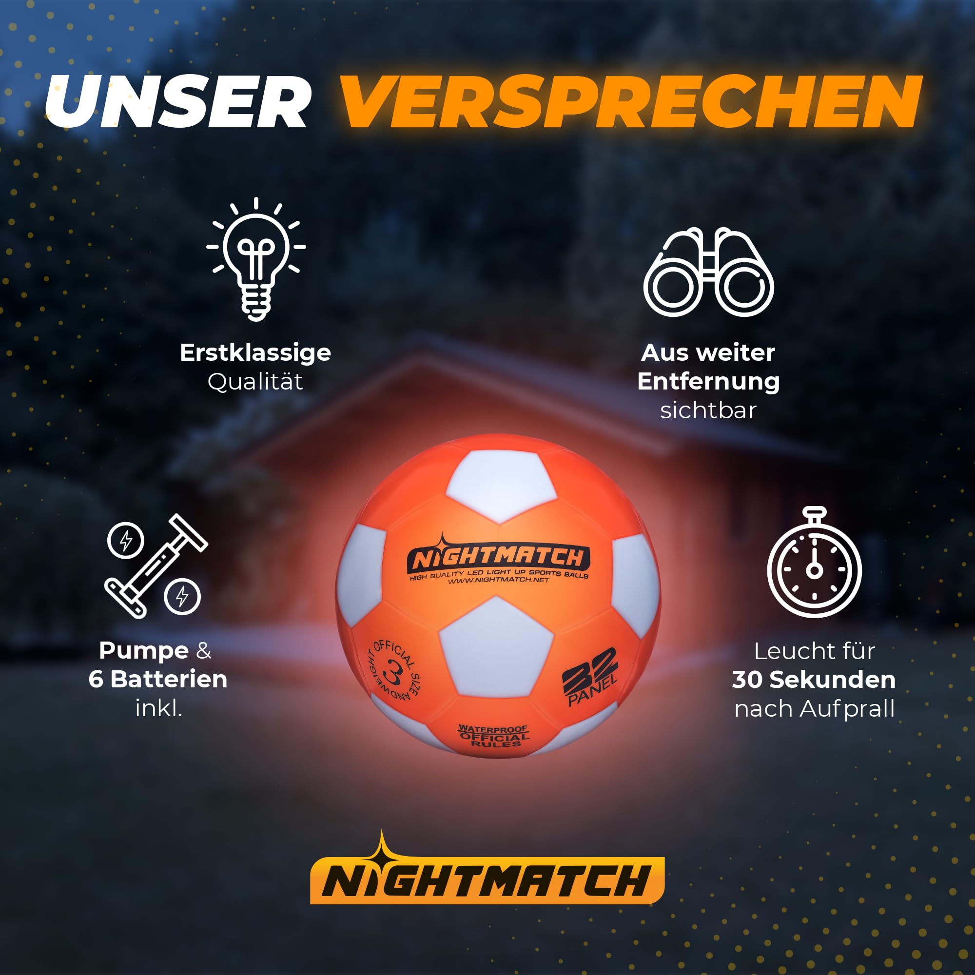 Leuchtfußball - Komplettset - Weiss-Orange - Gr.3
