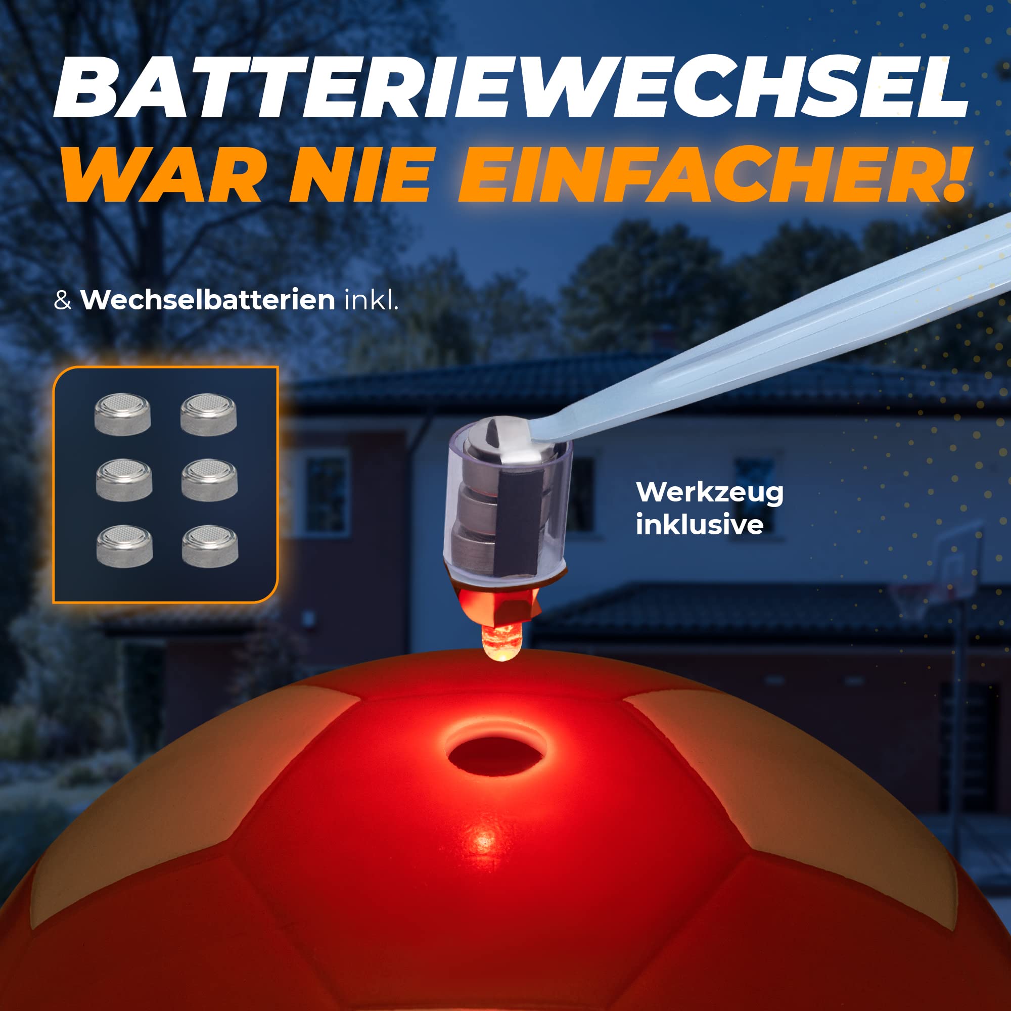 Leuchtfußball - Komplettset - Weiss-Orange - Gr.3
