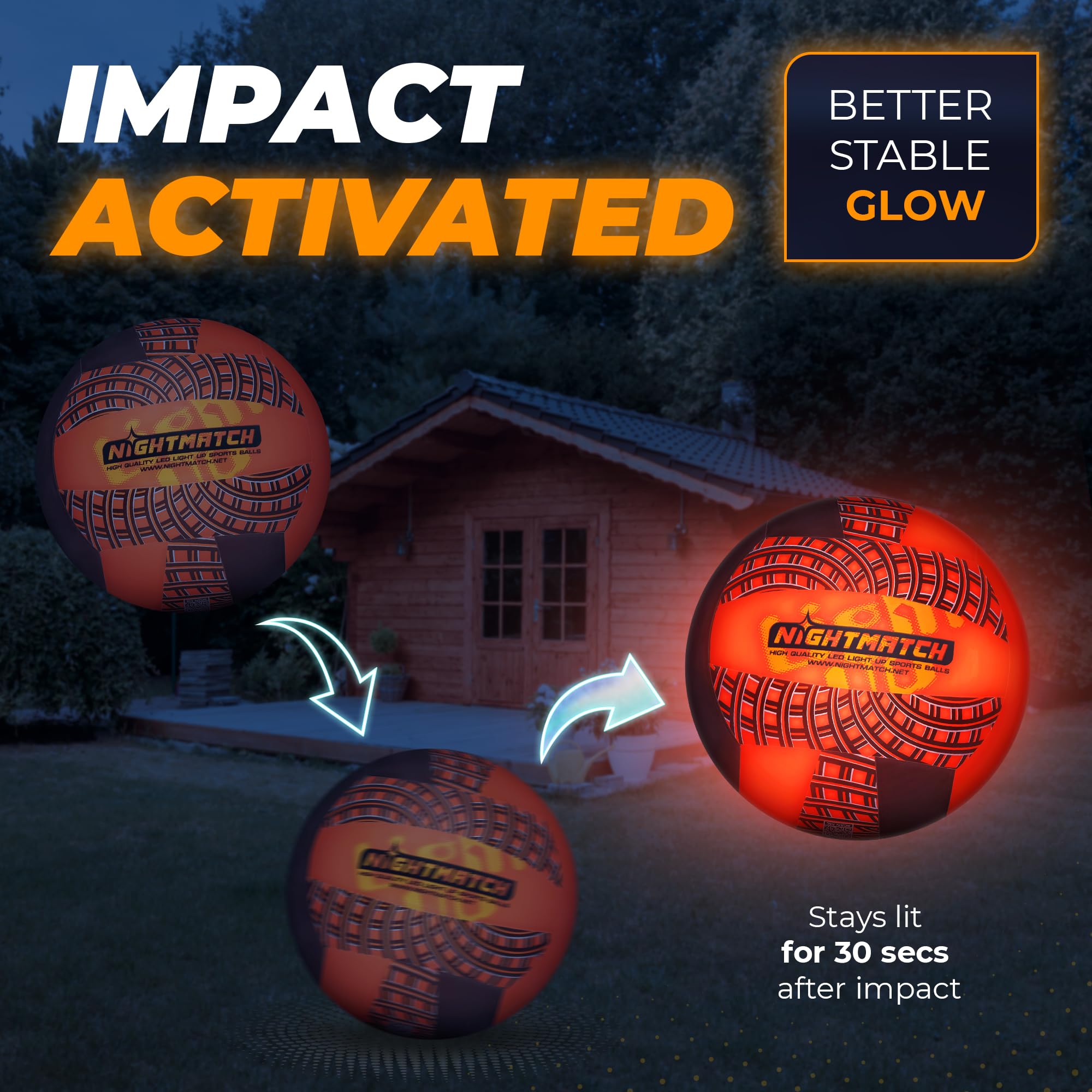 LED Volleyball - Komplettset - Schwarz-Orange
