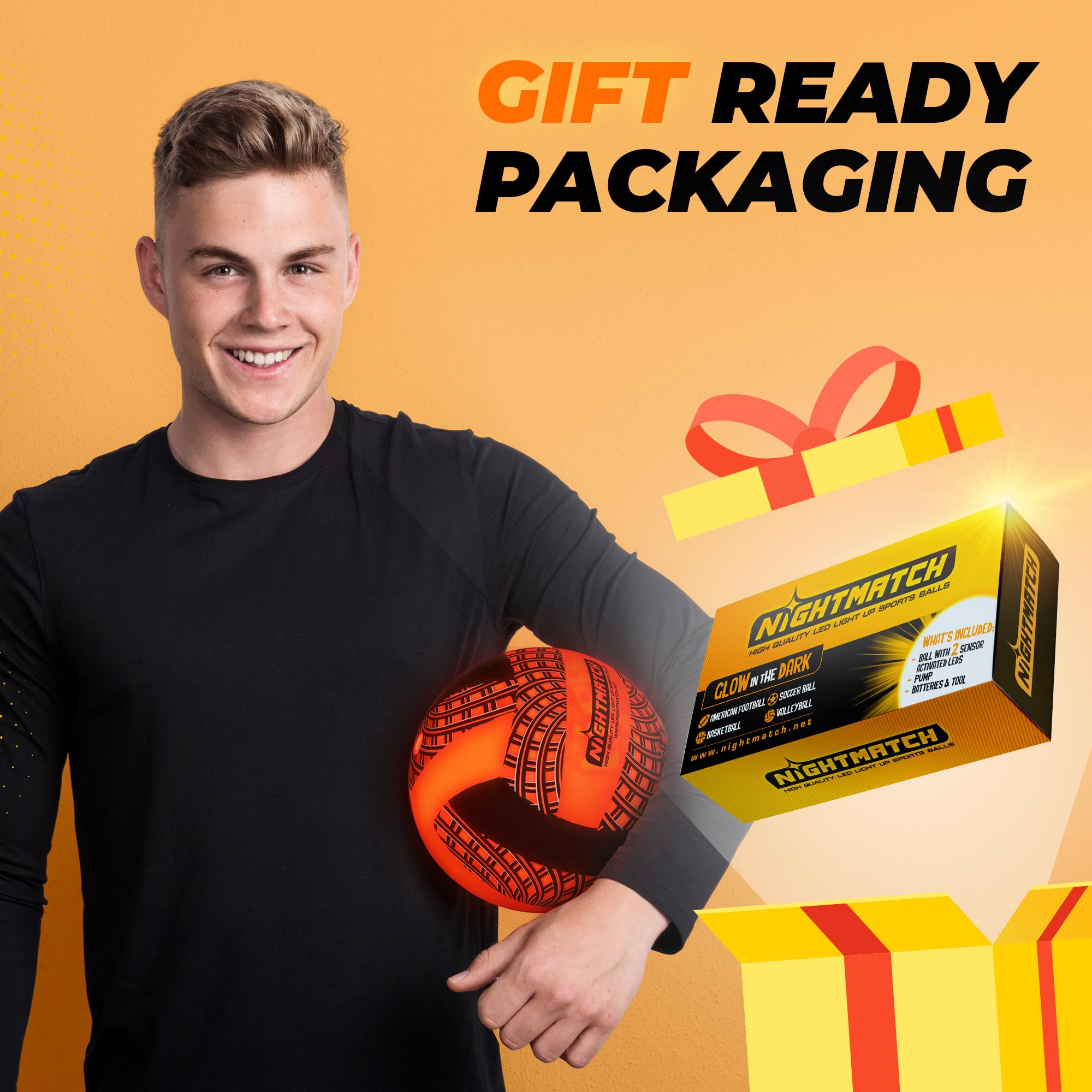 LED Volleyball - Komplettset - Schwarz-Orange