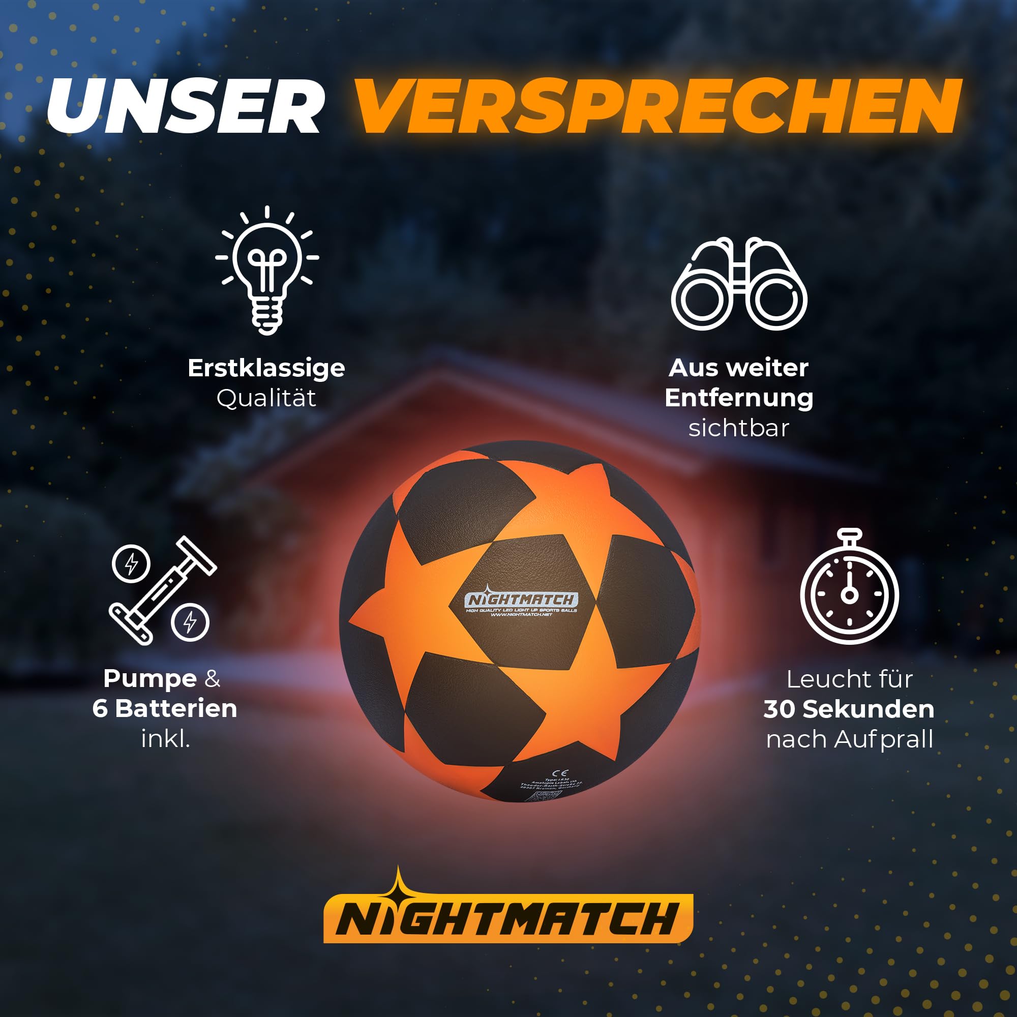 Leuchtfußball - Komplettset - Schwarz-Stern