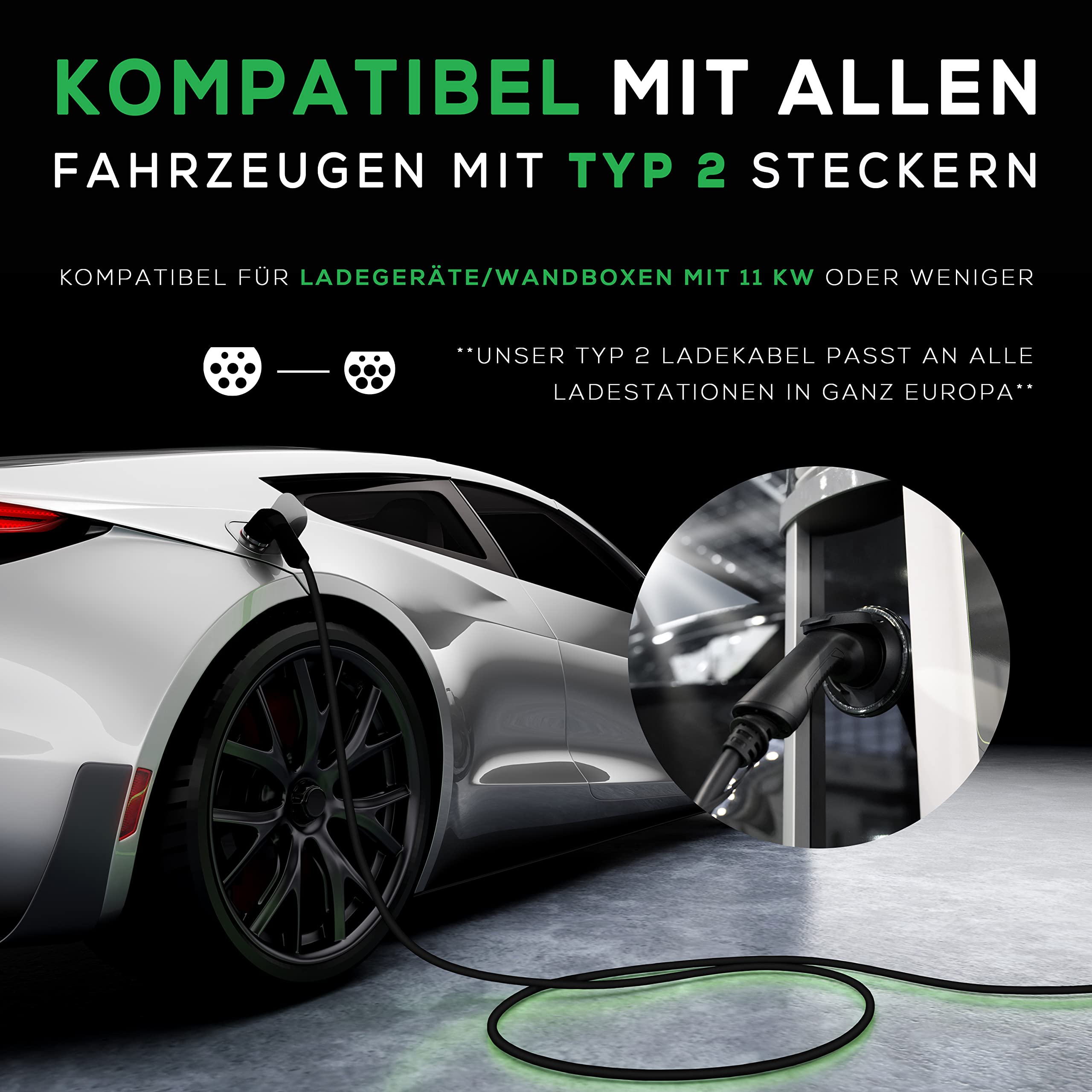 Elektroauto-Ladekabel inkl. Tasche - Typ 2 - 11 kW - 5 m