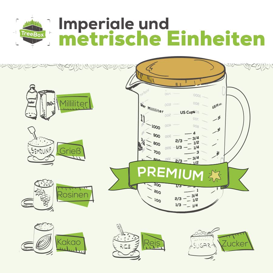 Messbecher - Glas - 2er Set - 1 L & 500 ml - US