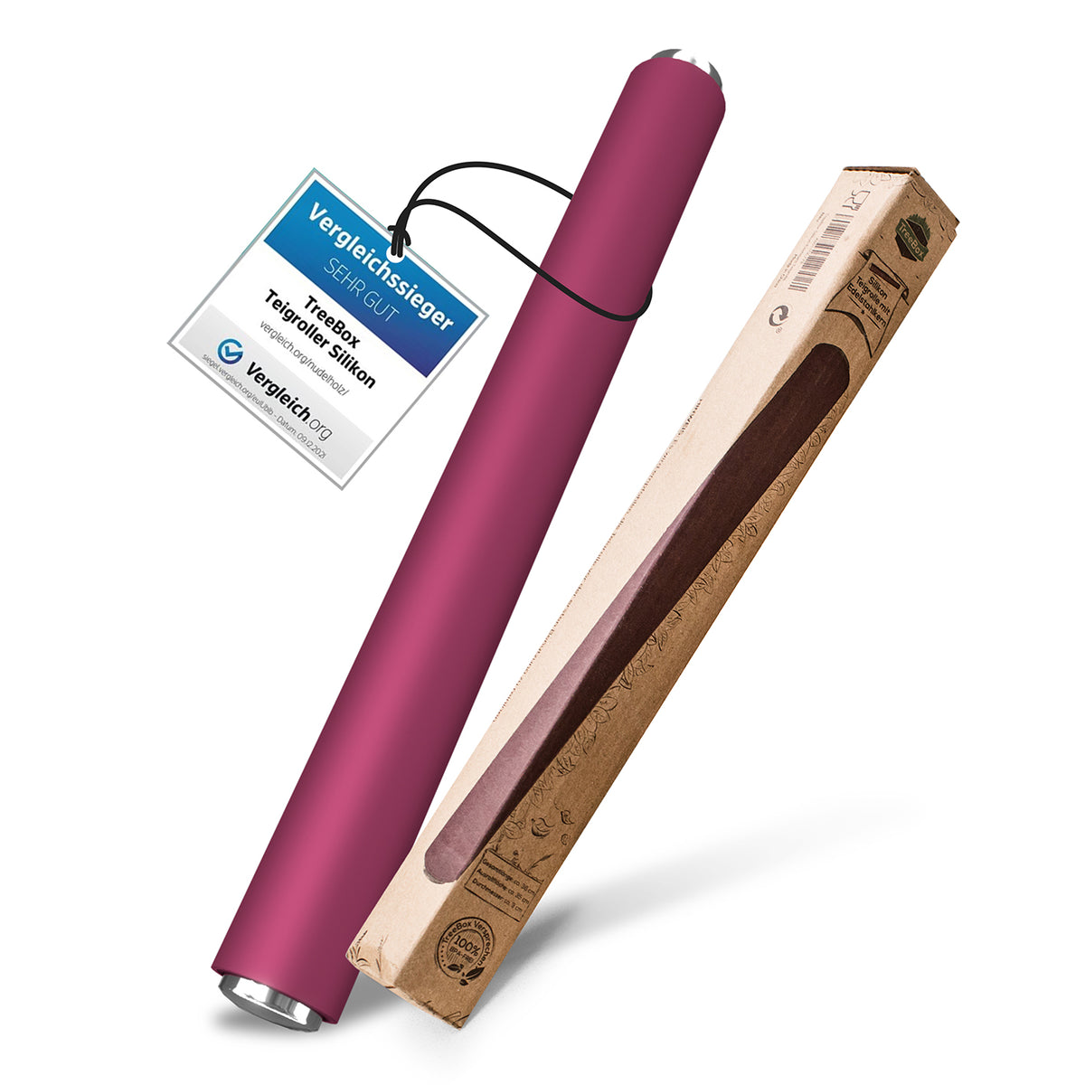 TreeBox Teigroller aus Silikon & Edelstahl – Modernes Nudelholz mit Antihaftwirkung