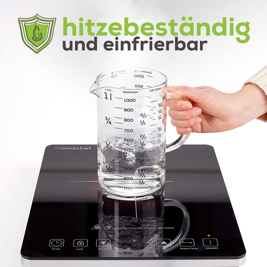 Messbecher - Glas - 1 L - mit Bambusdeckel