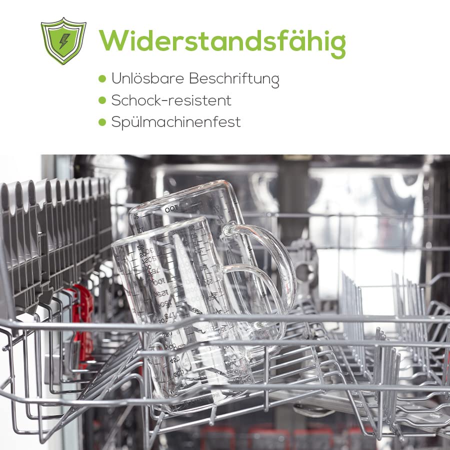 Messbecher - Glas - 2er Set - 1 L & 500 ml - mit Bambusdeckel