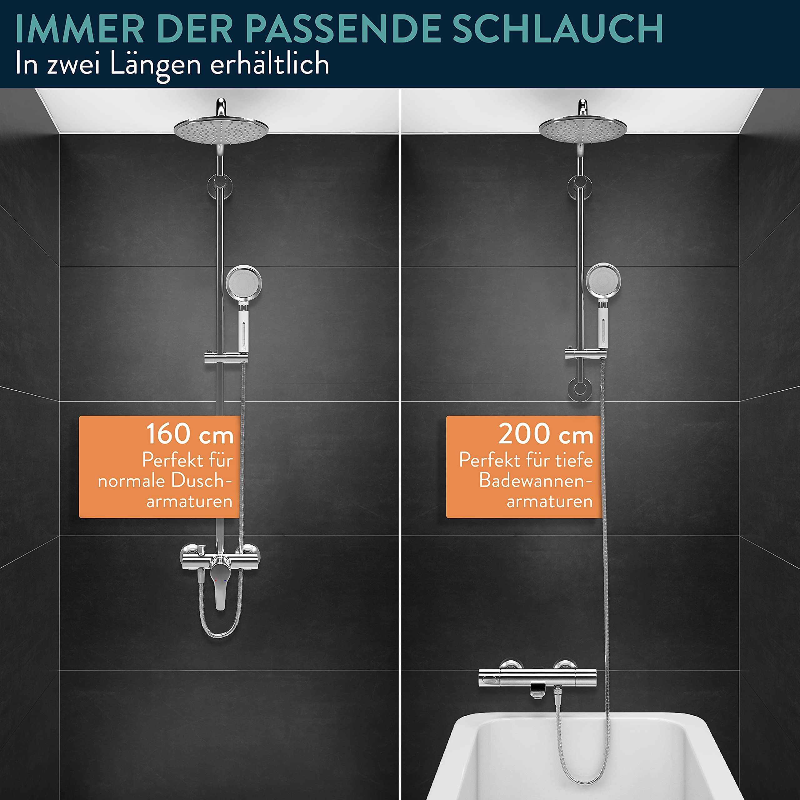 Brauseschlauch Edelstahl - 2 m
