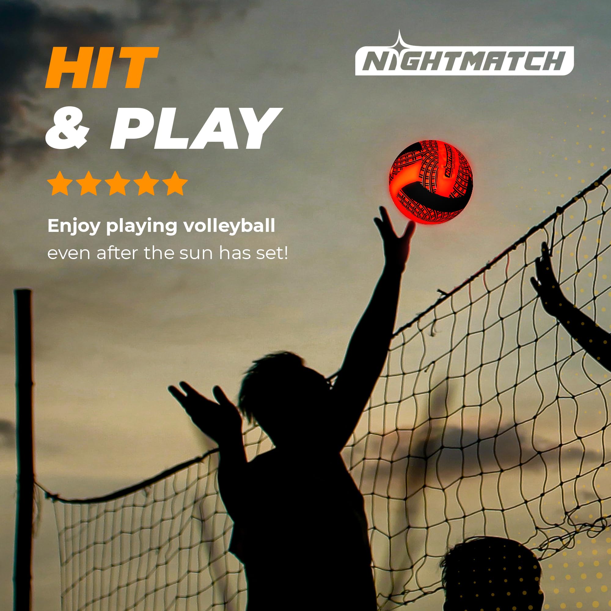 Leuchtender LED-Volleyball - Größe 5 - Schwarz/Orange