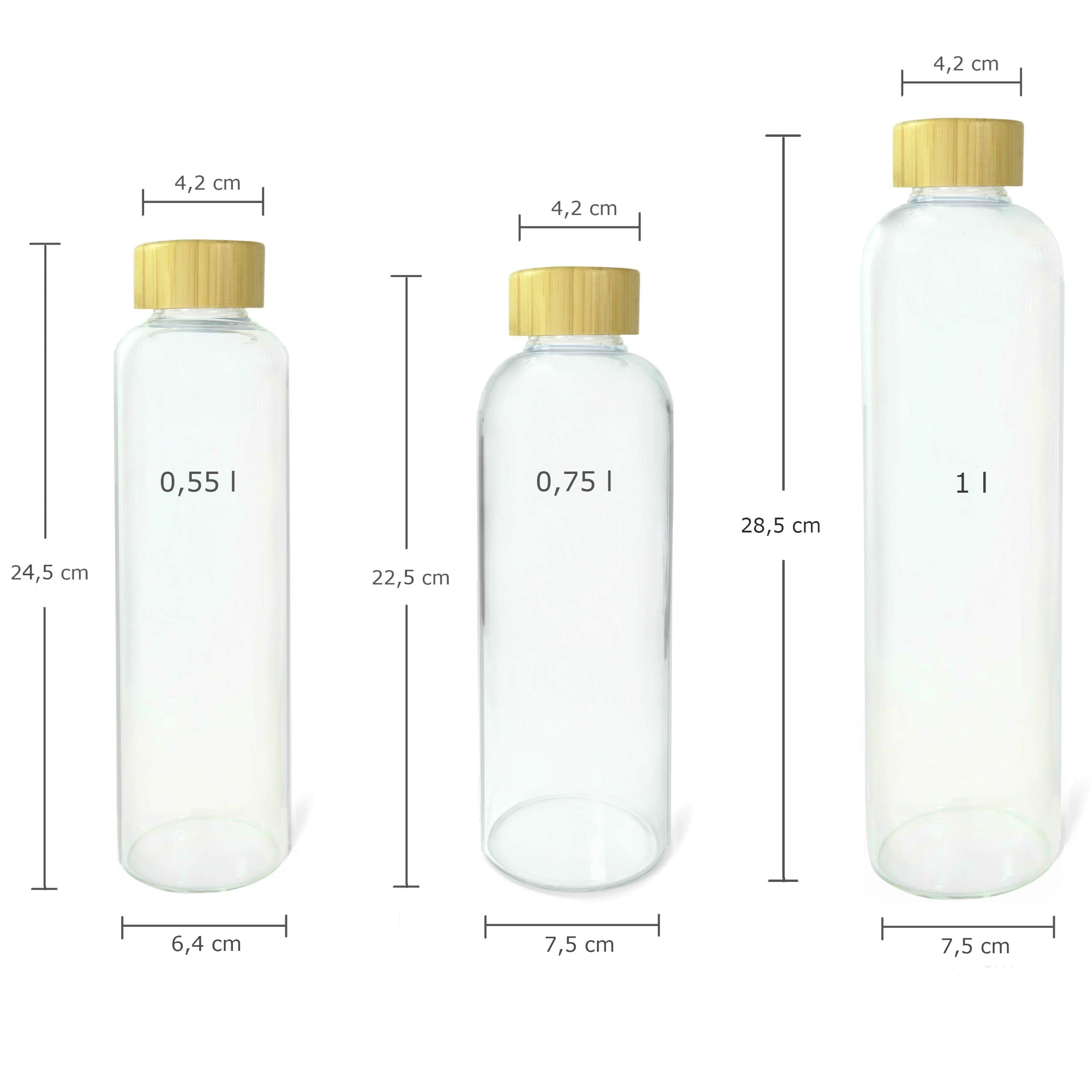 Trinkflasche mit Bambusdeckel - 550 ml - Grau