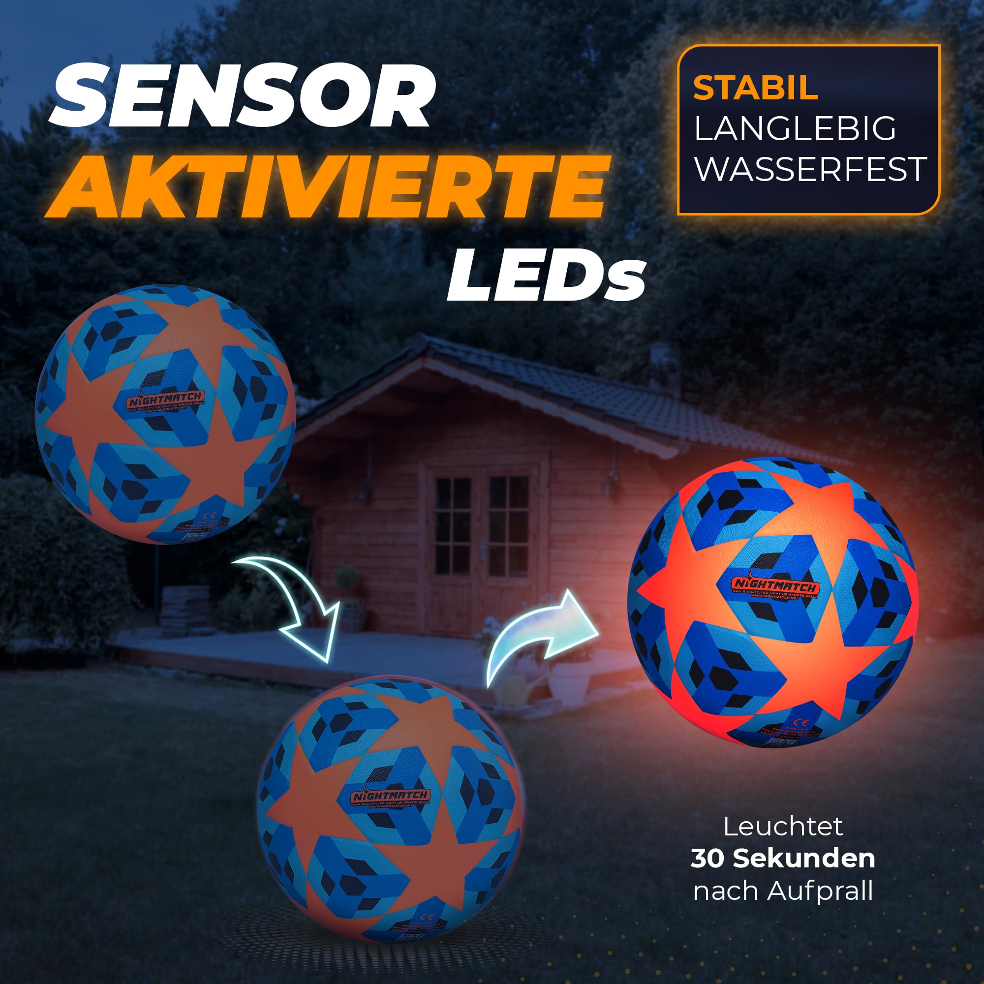 Leuchtfußball - Komplettset - Blau-Stern (Kopie)