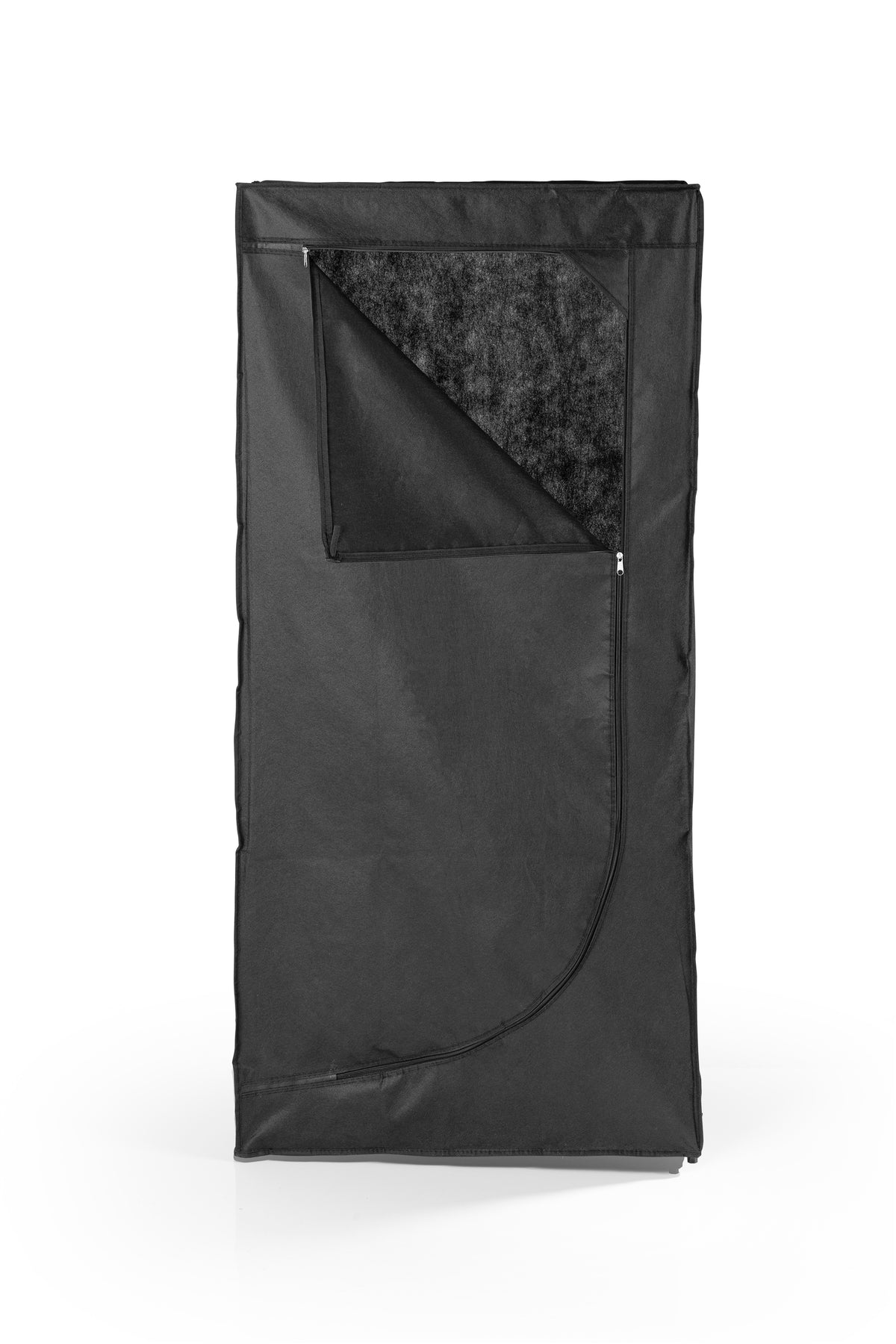 Stoffschrank mit Reißverschluss und Kleiderstange schwarzer Stoffschrank mit Frontverschluss