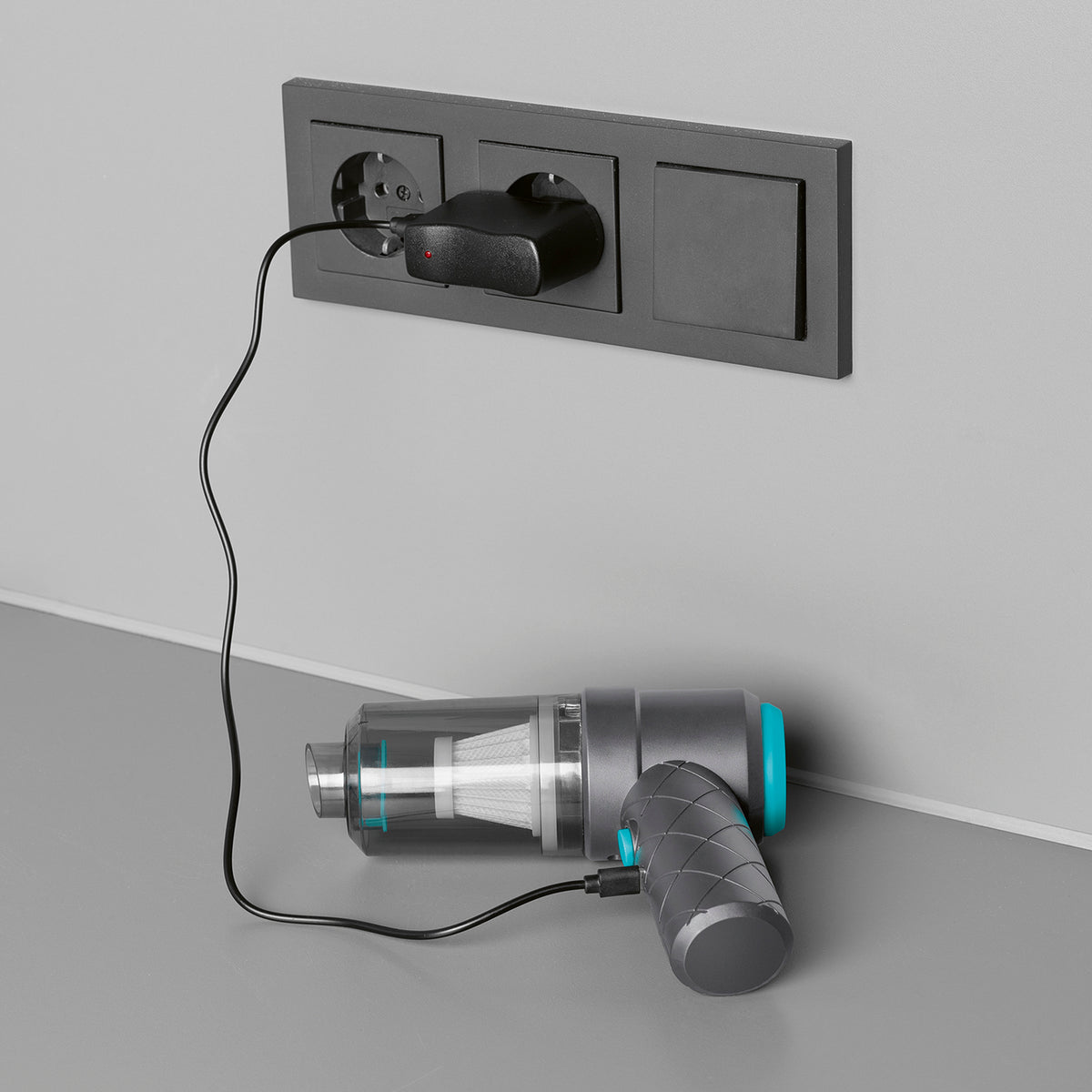 2-in-1-Akkusauger - Grau/Blau