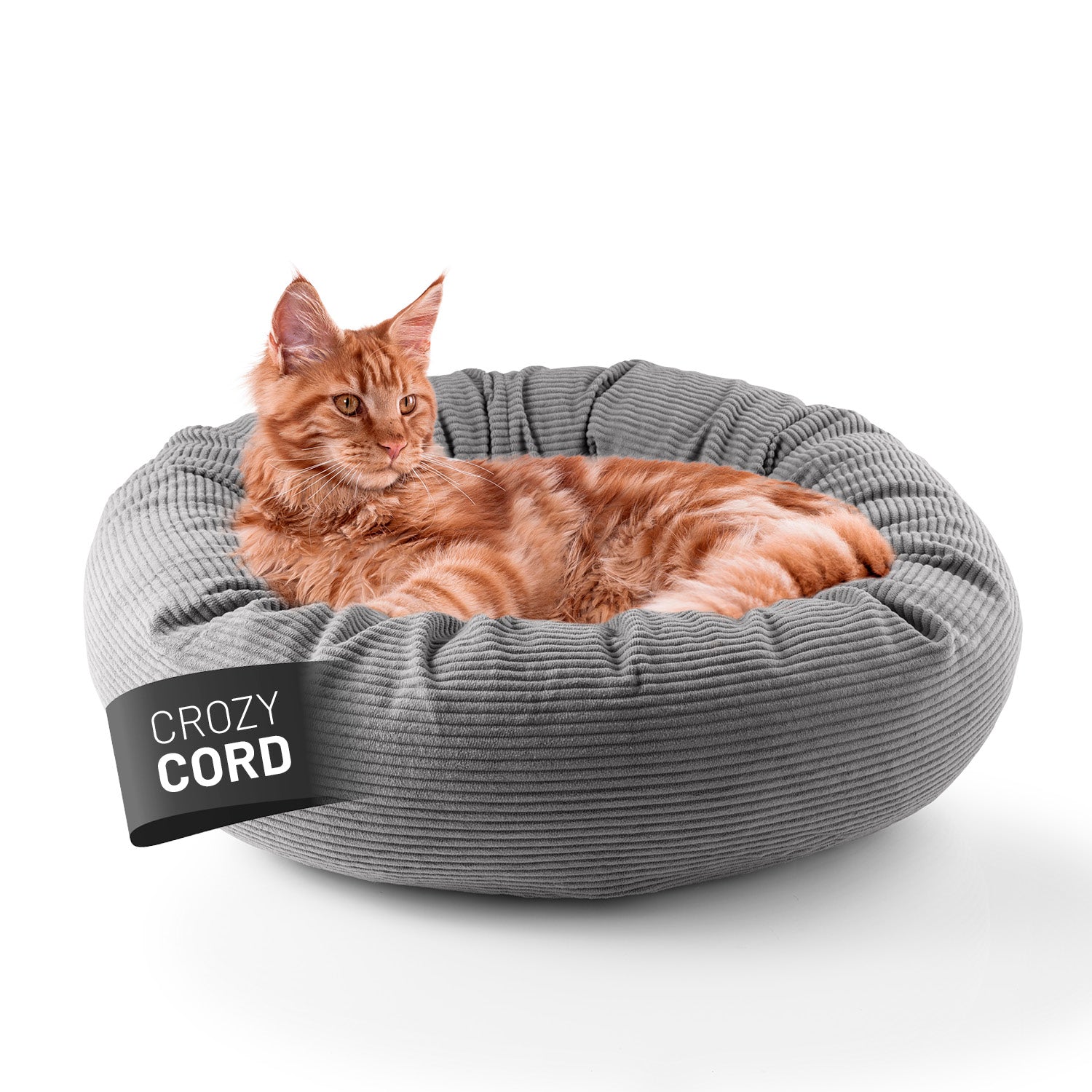 Komfort-Katzenbett aus der LUMALAND Cord-Reihe - Ø 60 cm - Grau