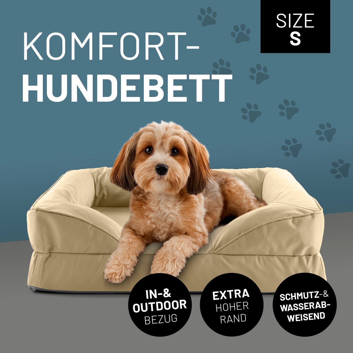 Komfort-Hundebett aus der LUMALAND Outdoor-Kollektion - Gr. S - 70 x 60 cm - Beige