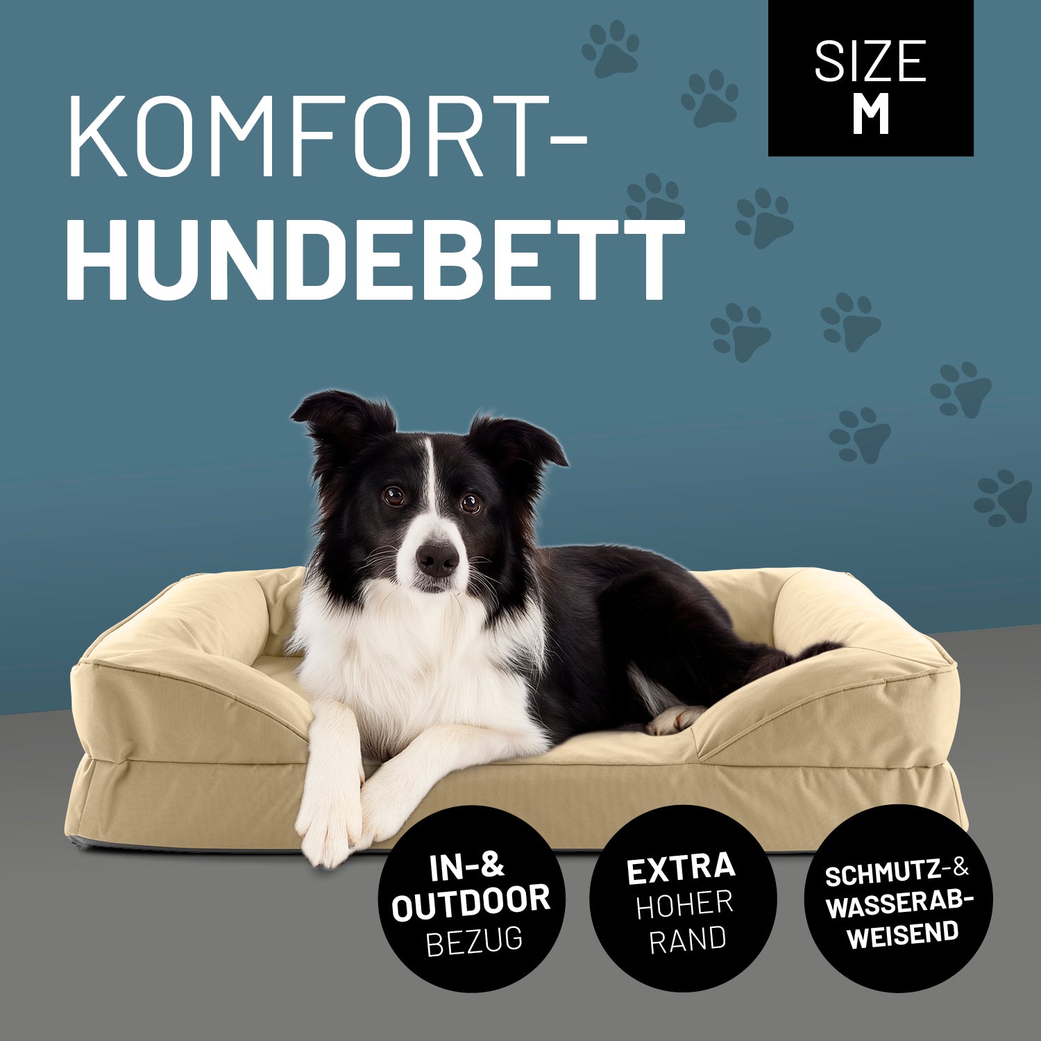 Komfort-Hundebett aus der LUMALAND Outdoor-Kollektion - Gr. M - 90 x 65 cm - Beige