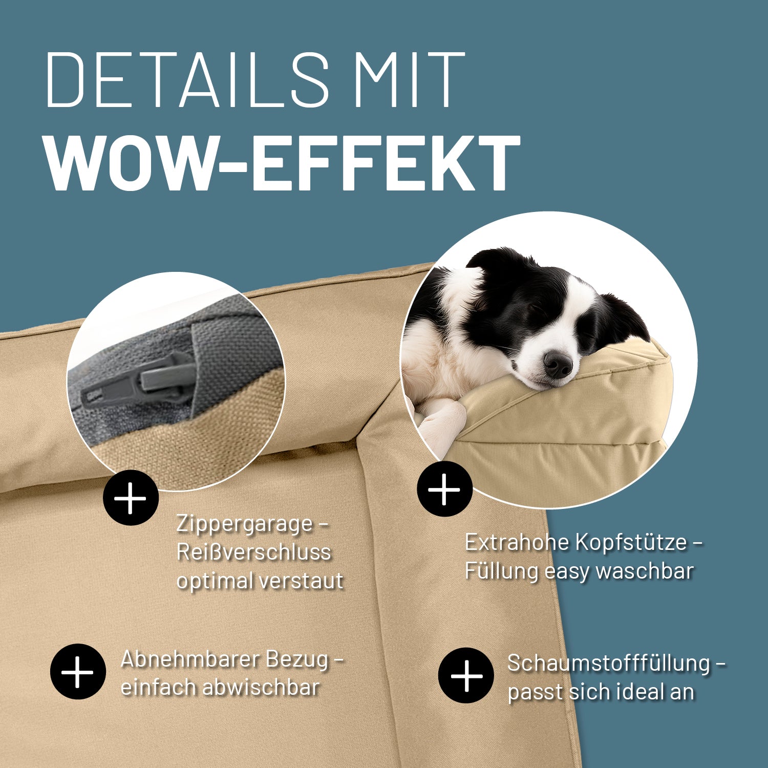 Komfort-Hundebett aus der LUMALAND Outdoor-Kollektion - Gr. M - 90 x 65 cm - Beige