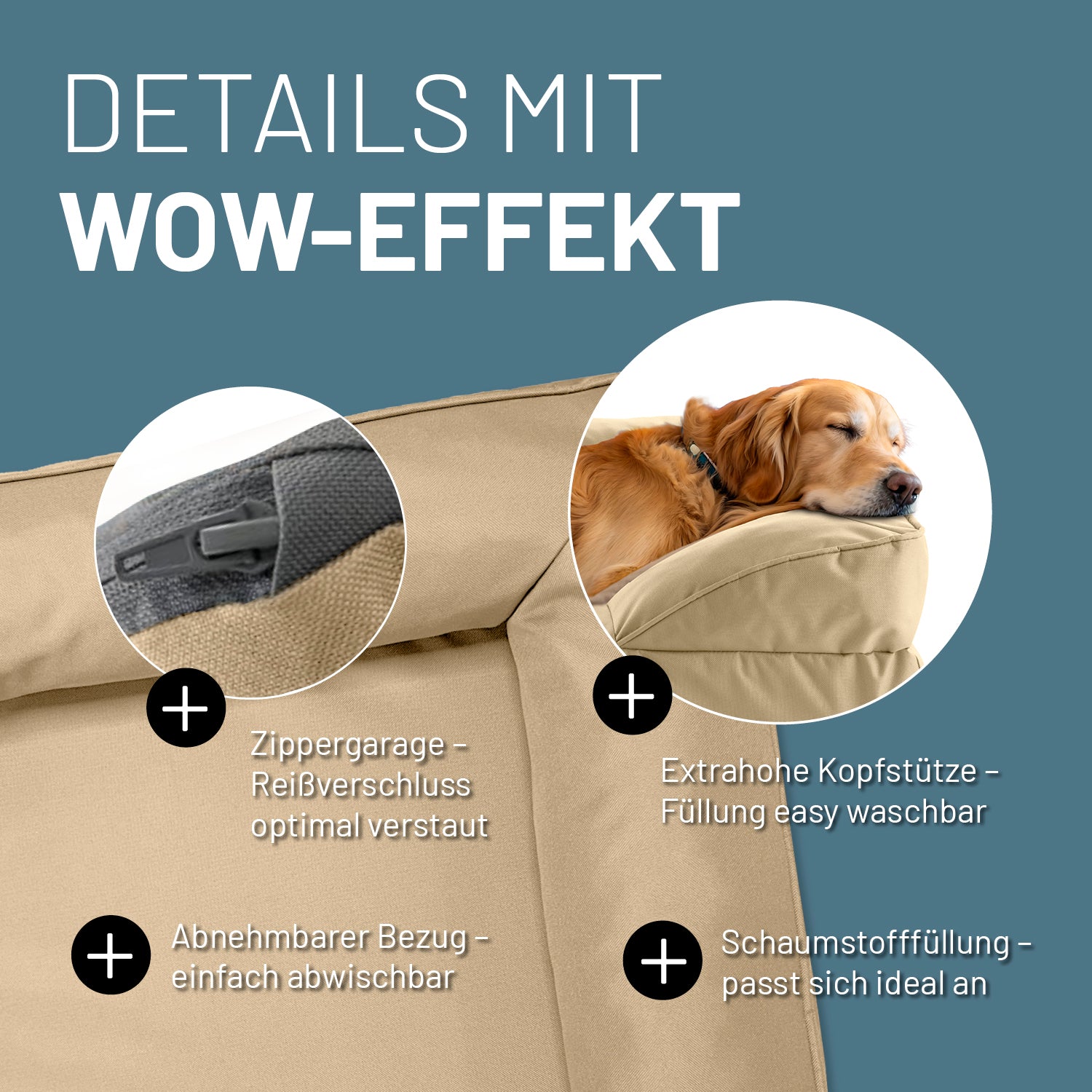 Komfort-Hundebett aus der LUMALAND Outdoor-Kollektion - Gr. L - 110 x 75 cm - Beige