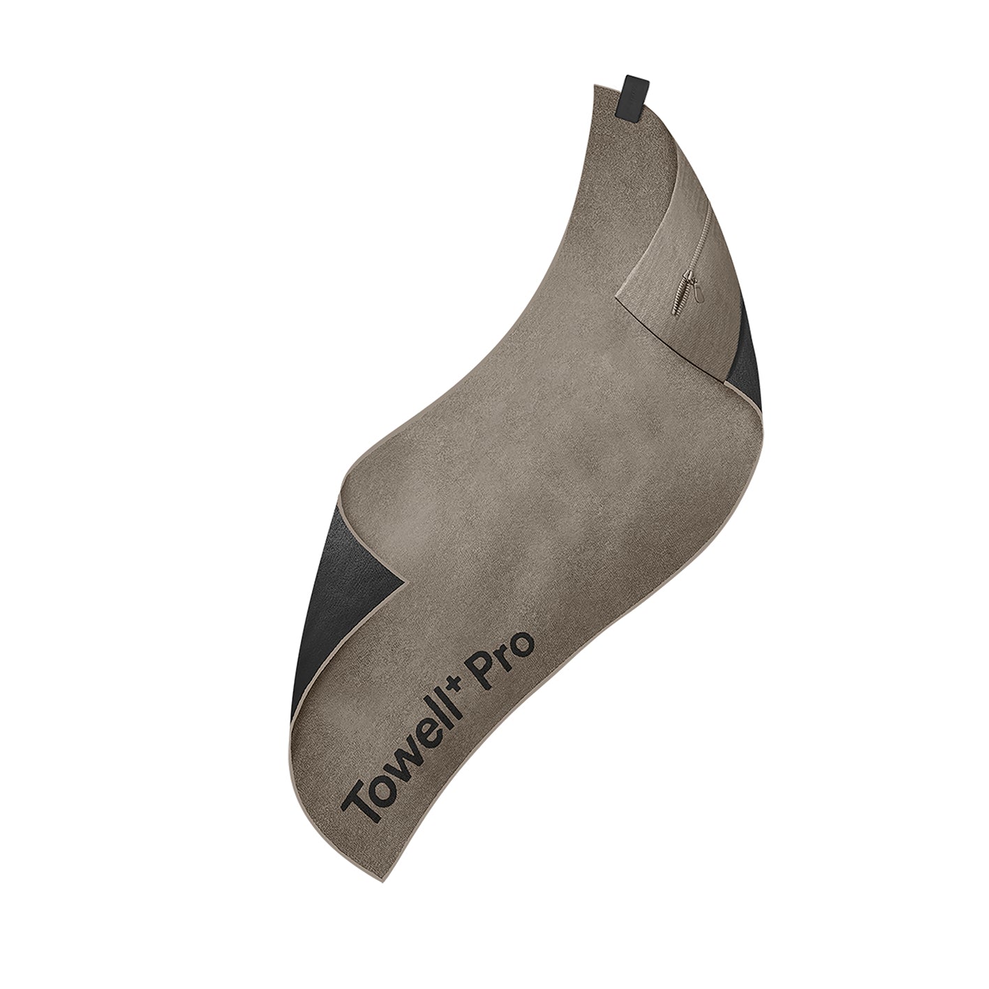 Sporthandtuch mit Magnetclip - 105x42,5 cm - beige/braun mit Reißverschlusstasche und praktischem Magnetclip für Fitnessgeräte